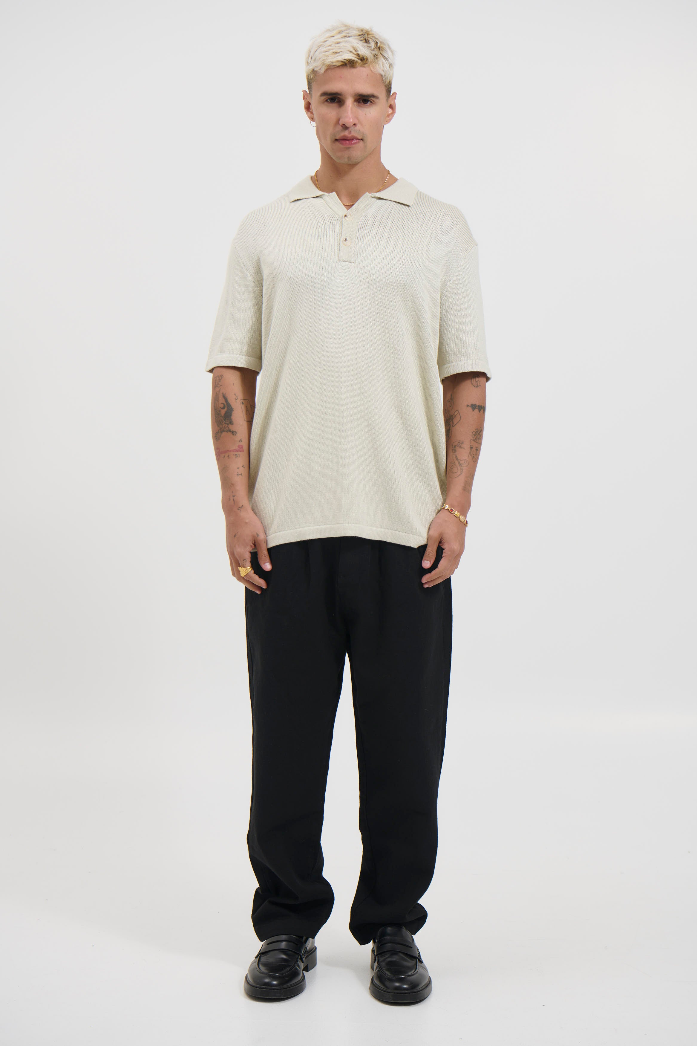 Hayden Knitted Polo Soft Grey