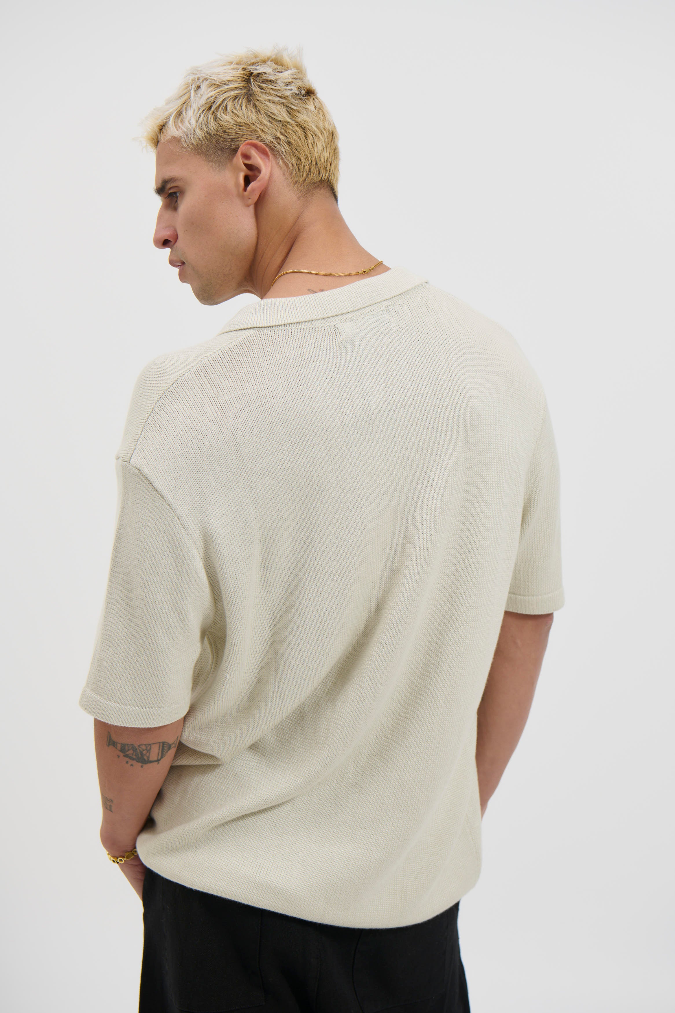 Hayden Knitted Polo Soft Grey