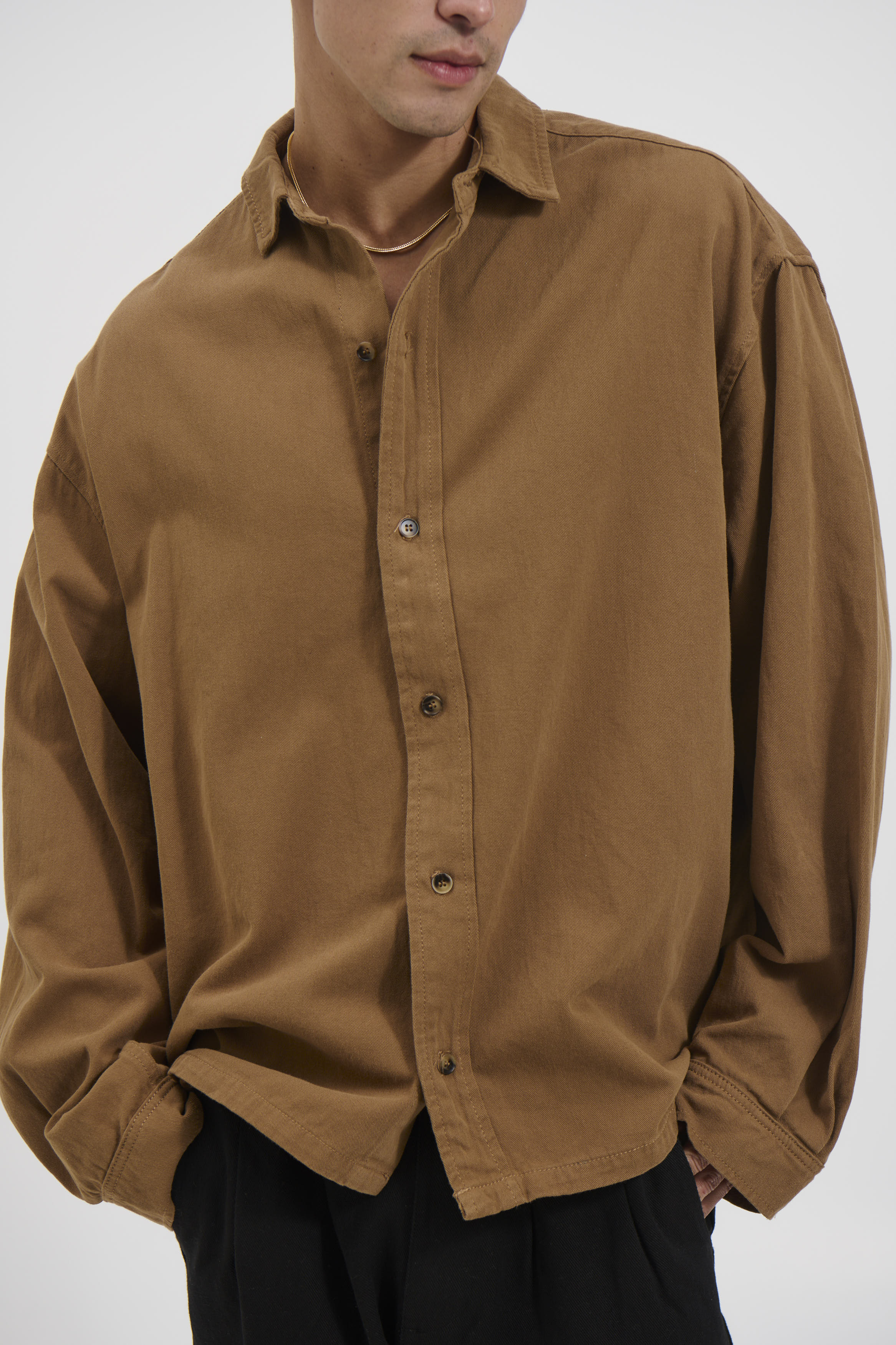 Phillip Washed Cotton Overshirt Tan