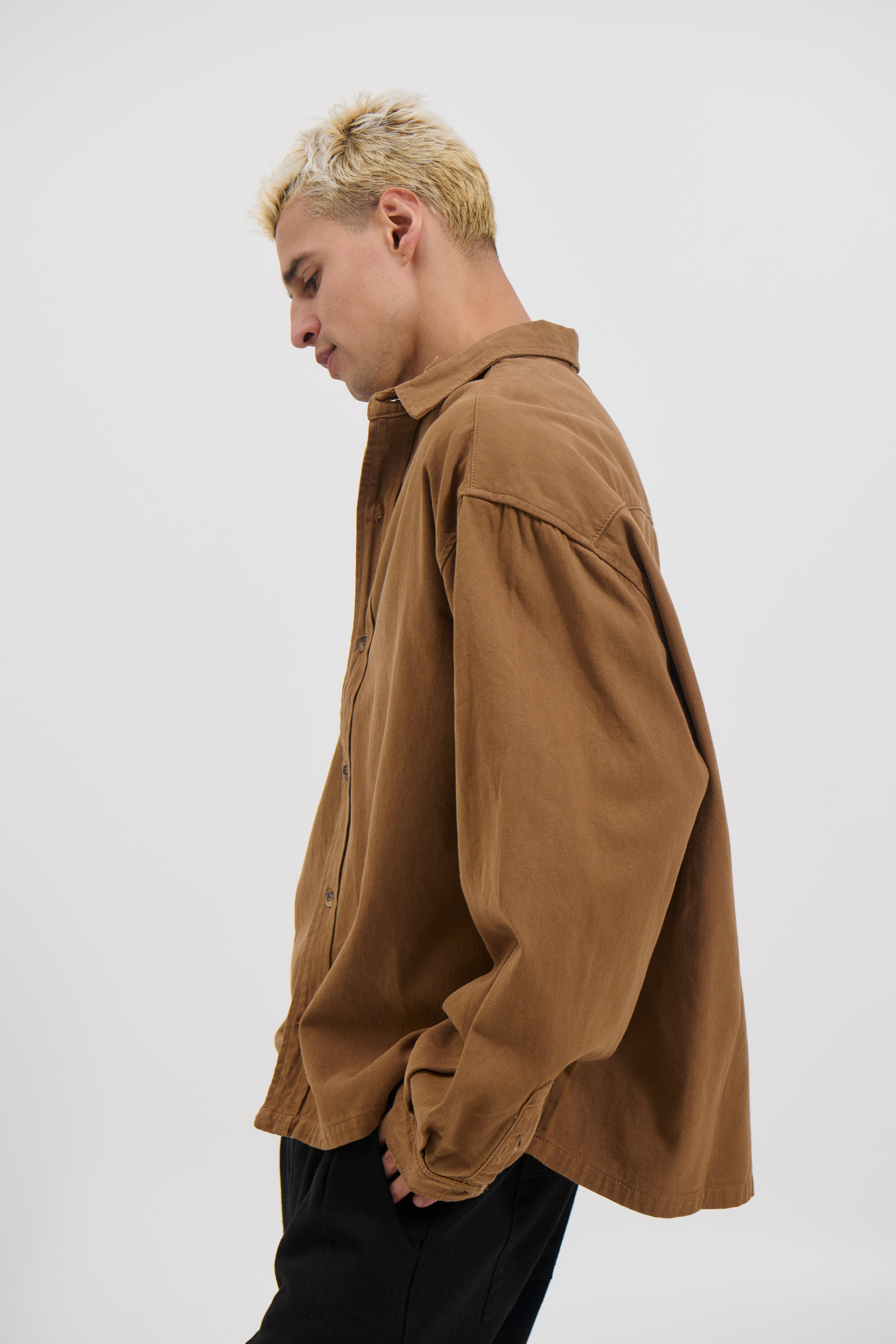Phillip Washed Cotton Overshirt Tan
