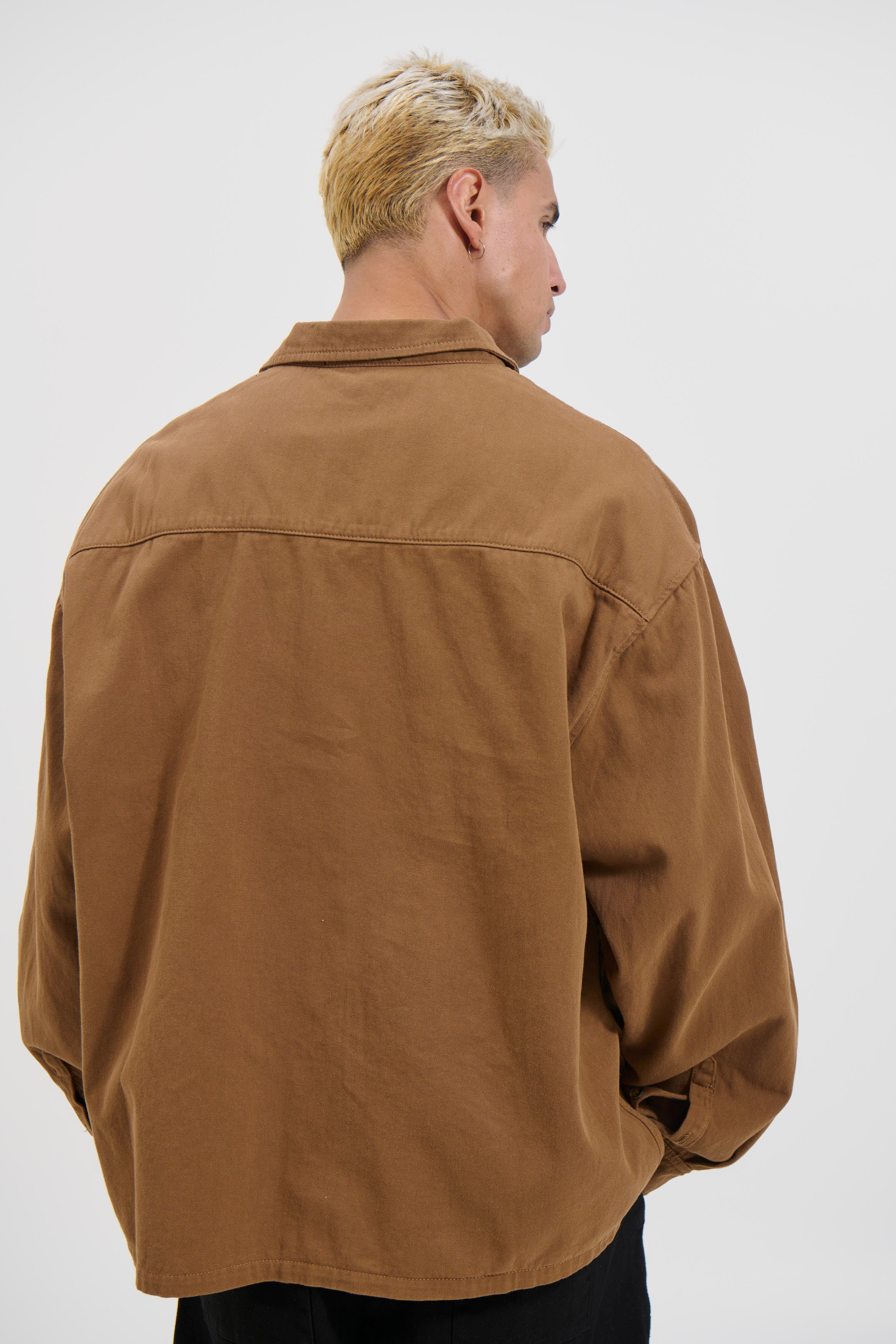 Phillip Washed Cotton Overshirt Tan