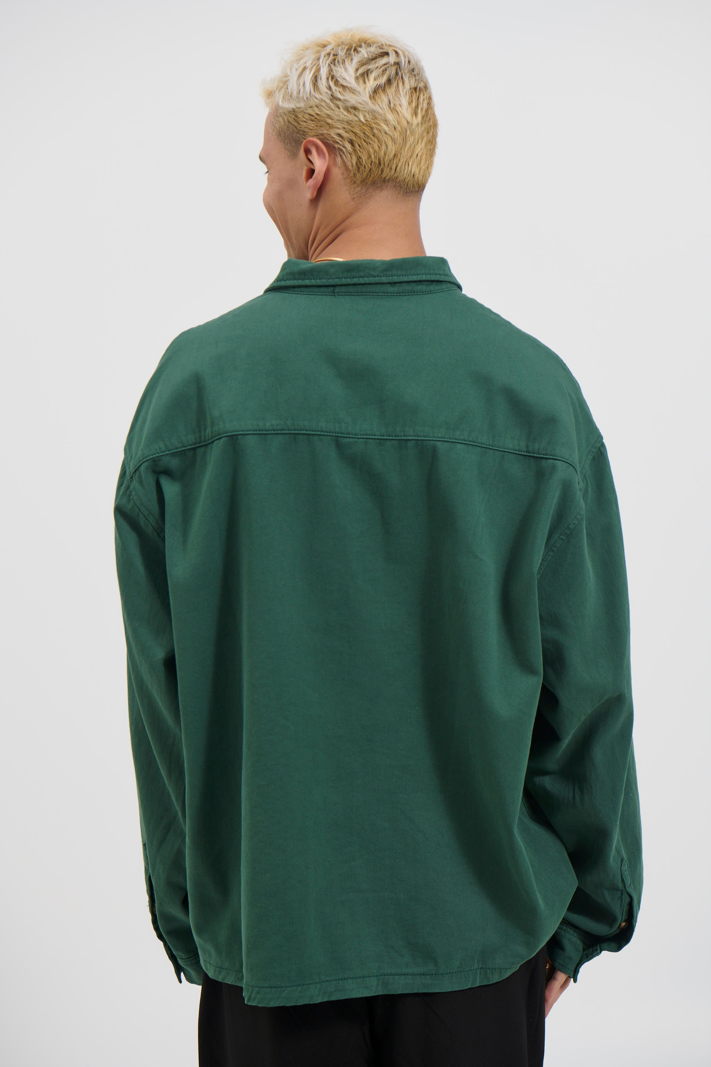 Phillip Washed Cotton Overshirt Green