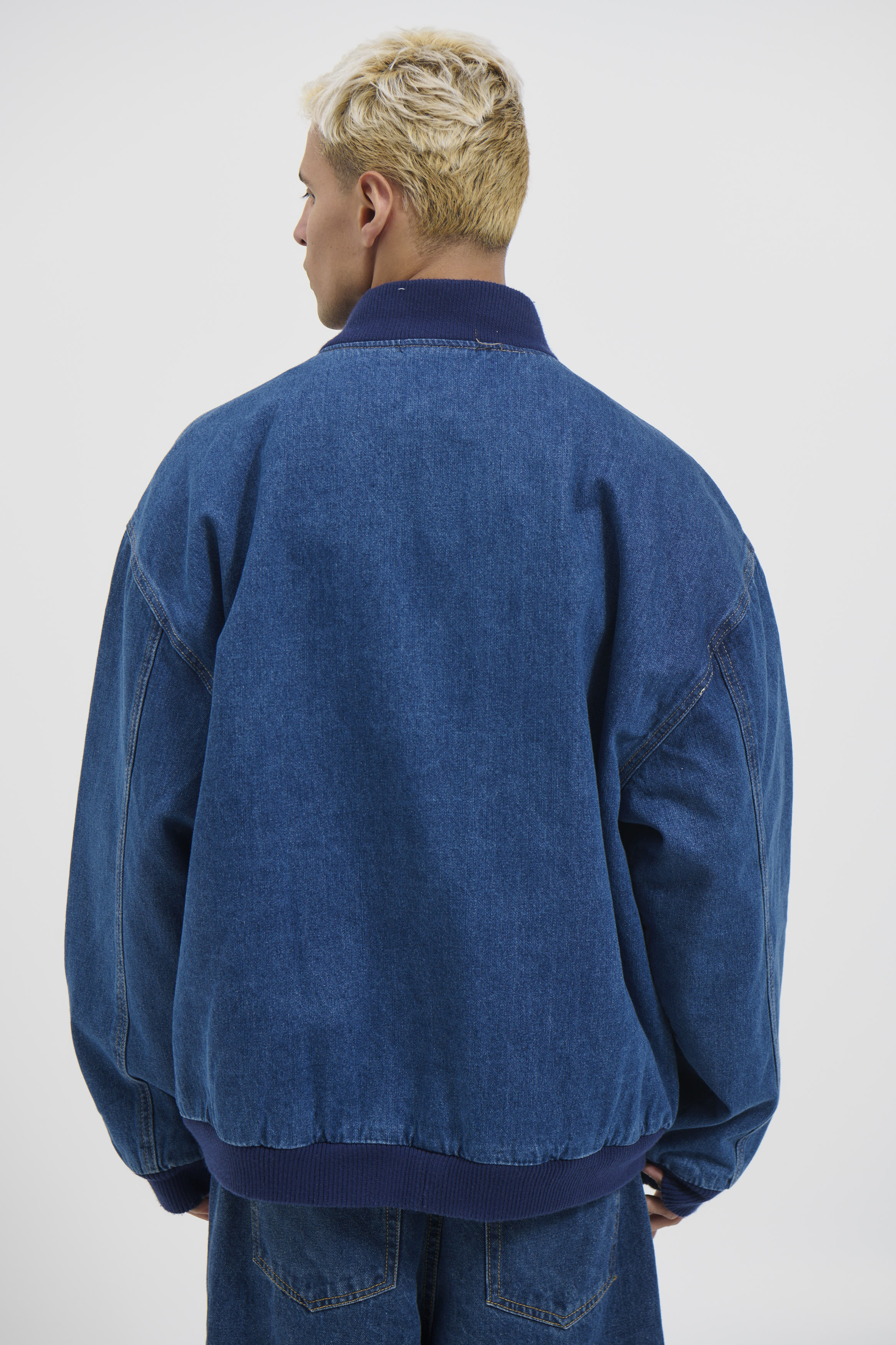 Vintage Bomber Denim Jacket Dark Denim