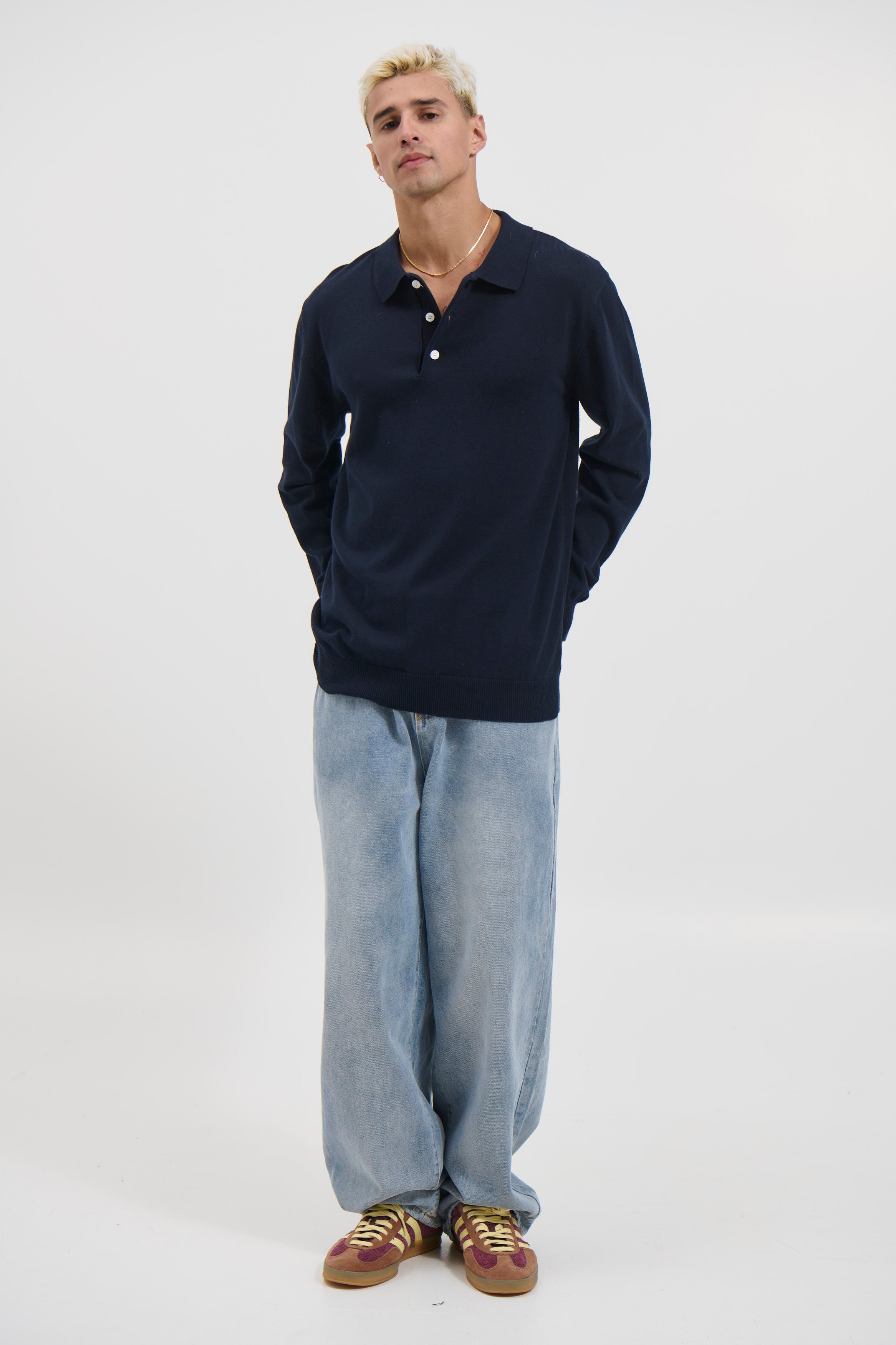 Mick Long Sleeve Polo Navy