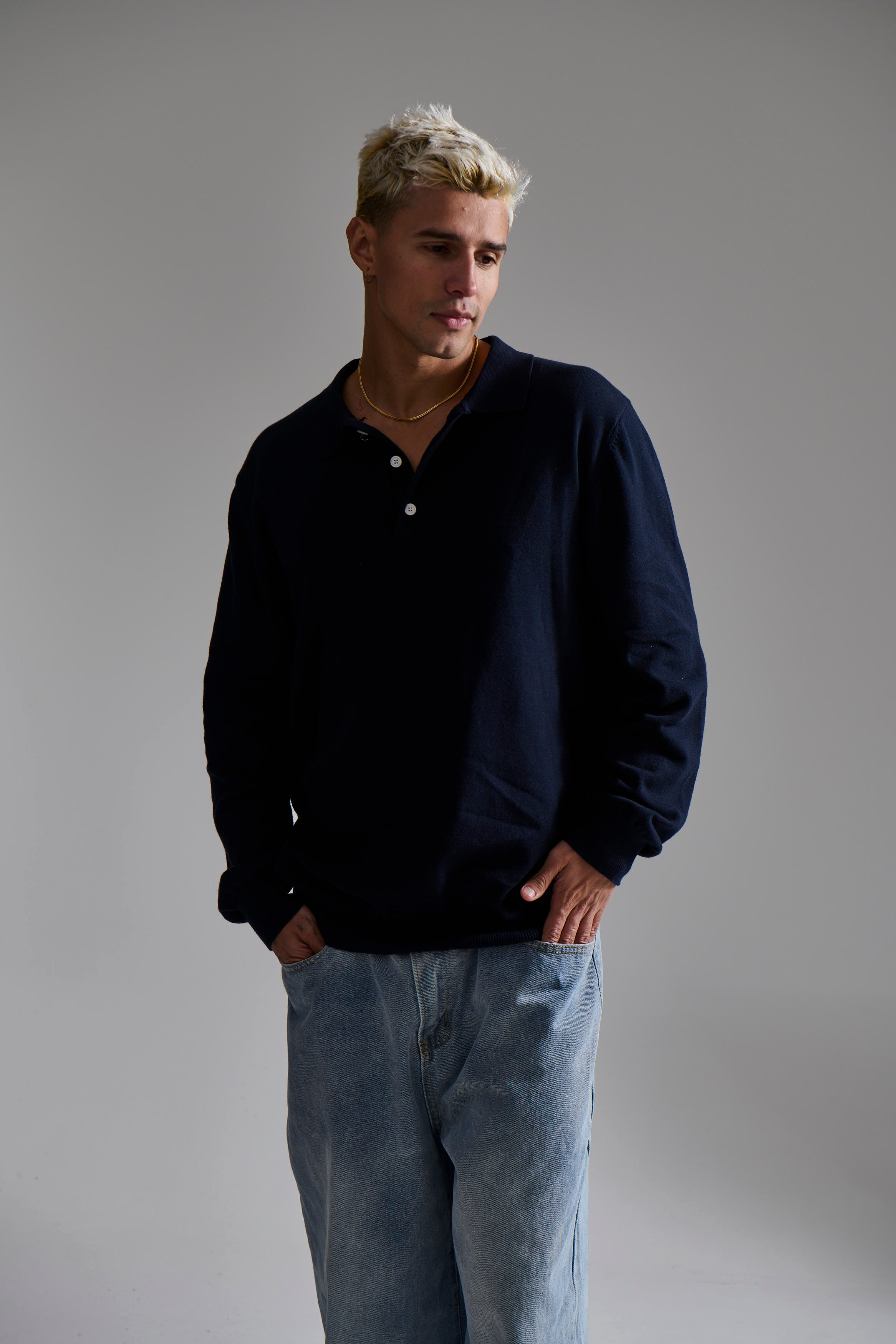 Mick Long Sleeve Polo Navy