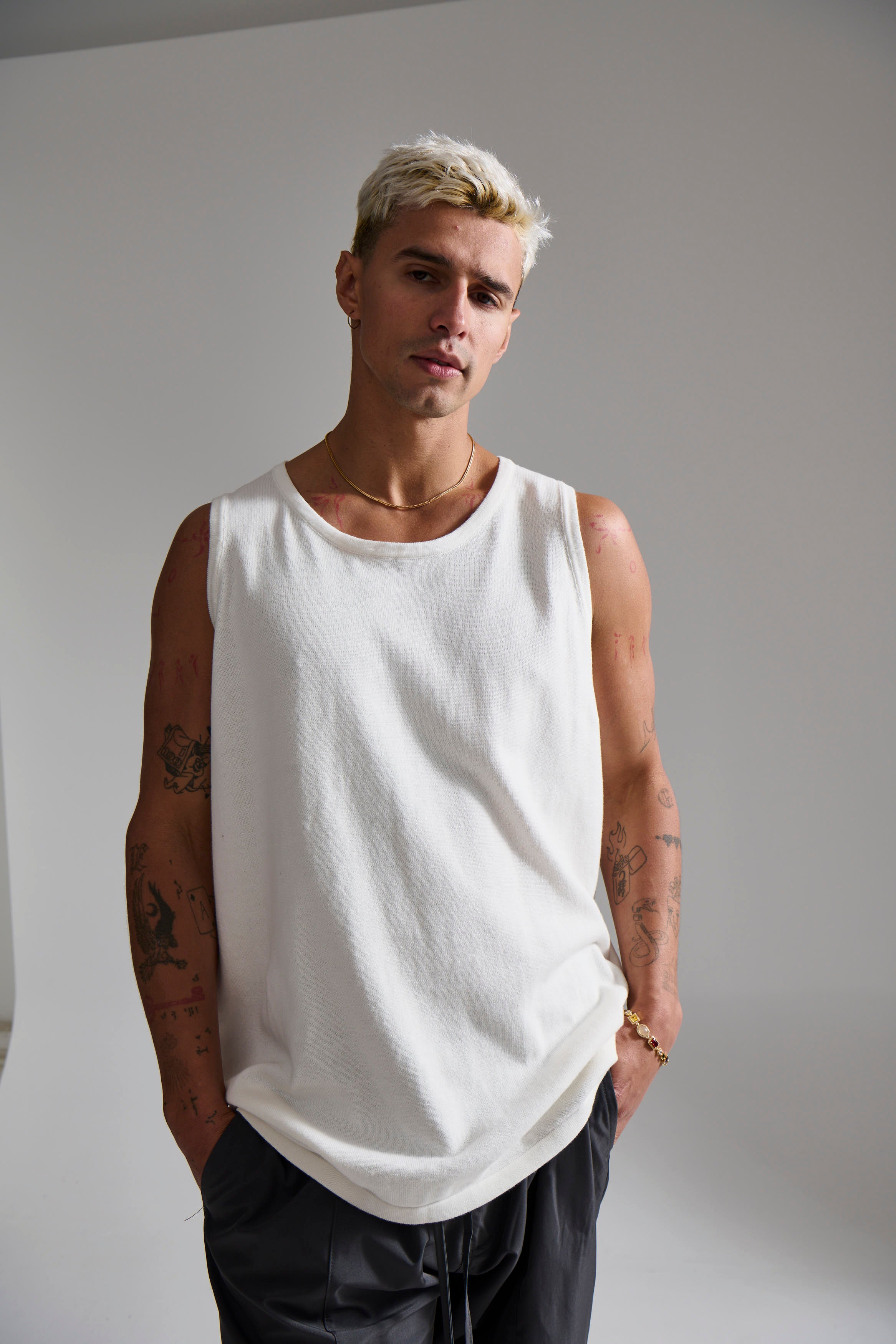 Isaac Knitted Tank White