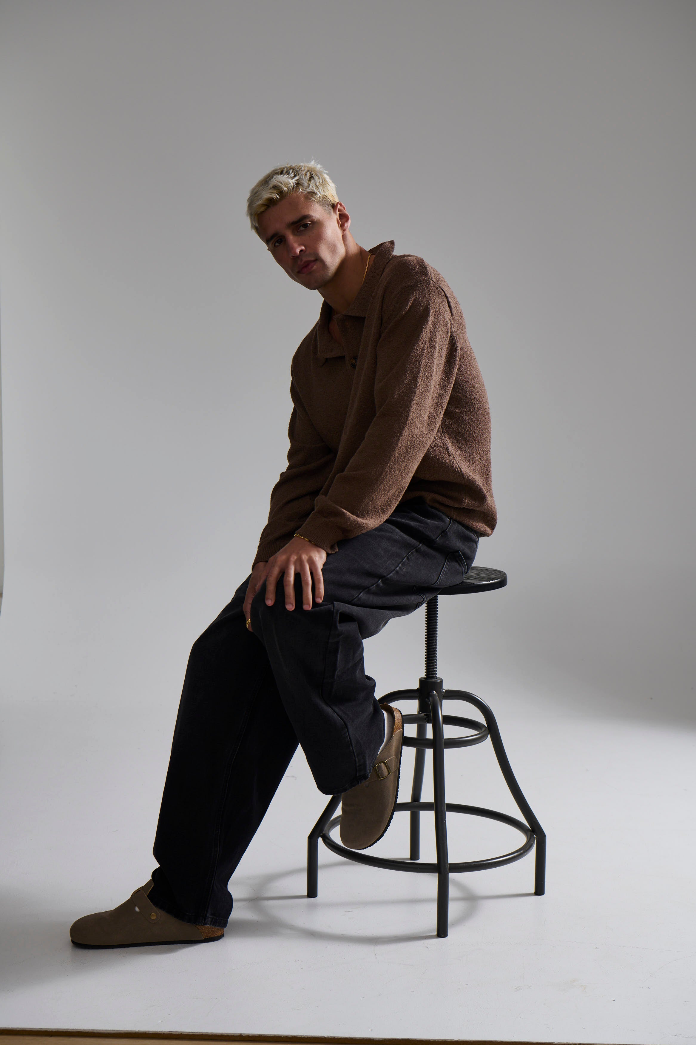 Combed Long Sleeve Polo Choc