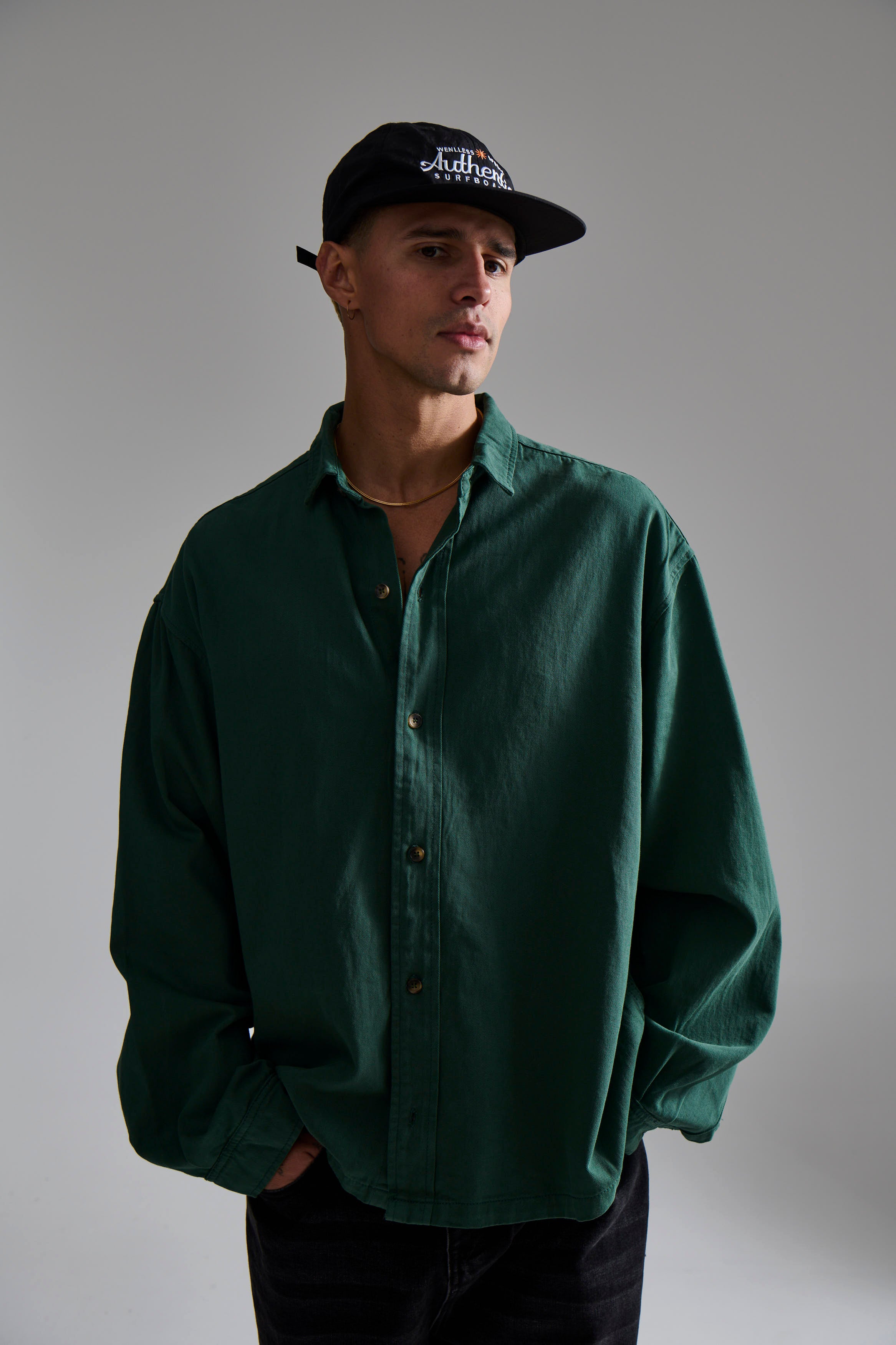 Phillip Washed Cotton Overshirt Green
