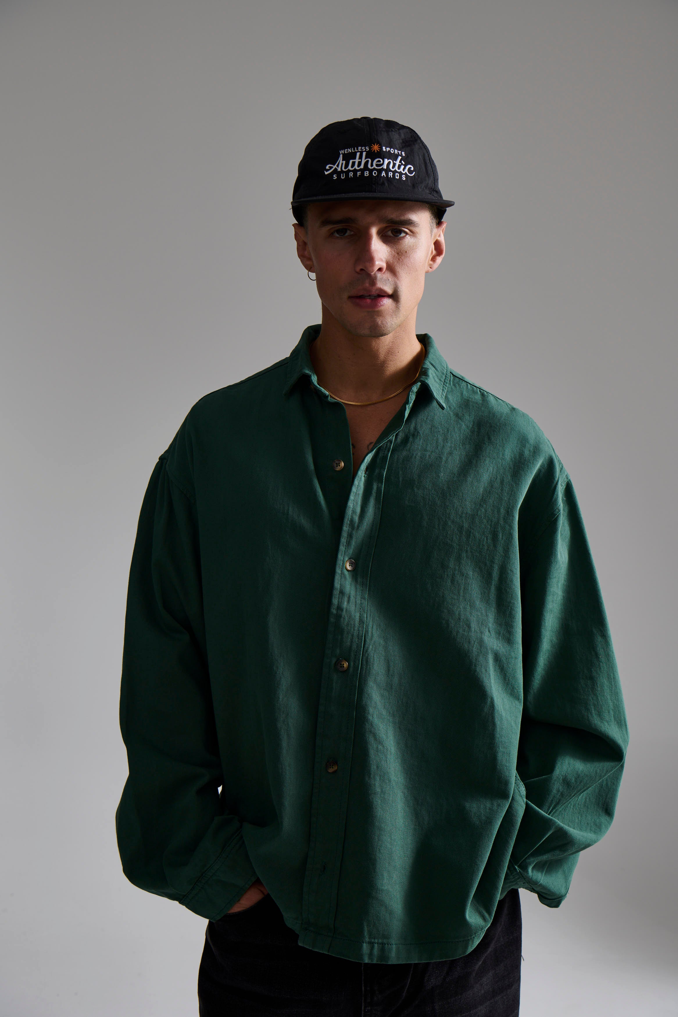 Phillip Washed Cotton Overshirt Green