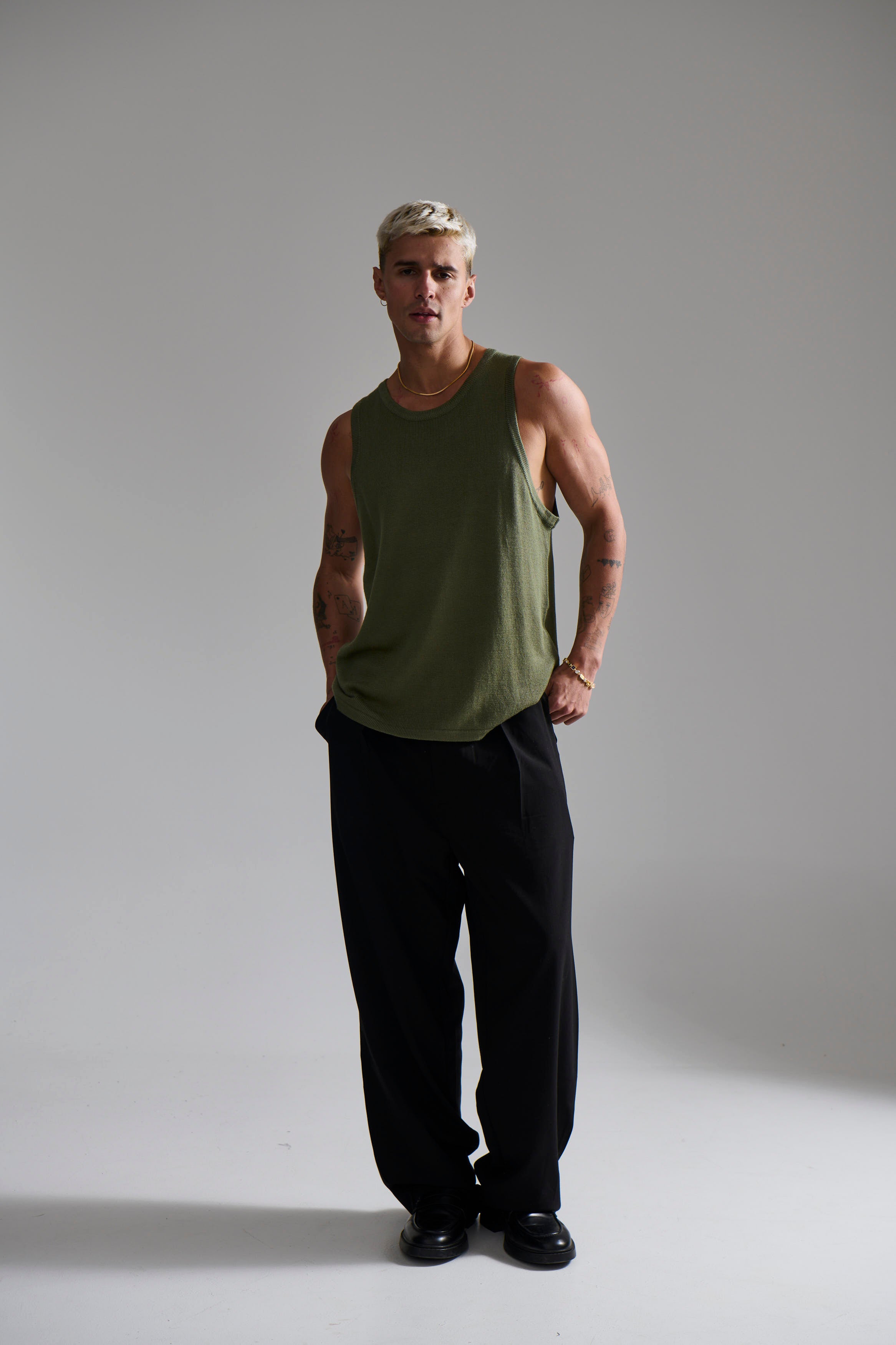 Deran Knitted Tank Khaki