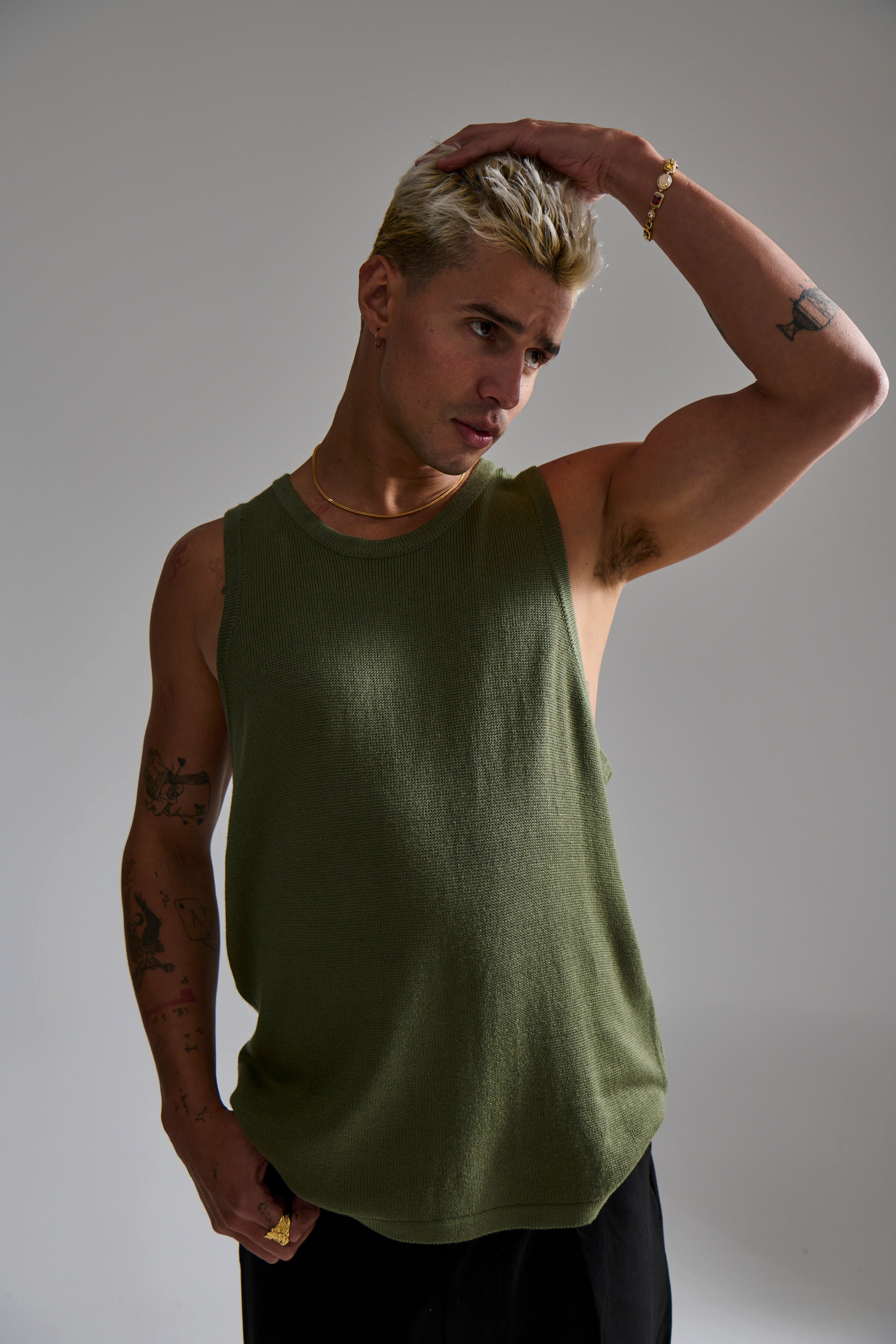 Deran Knitted Tank Khaki