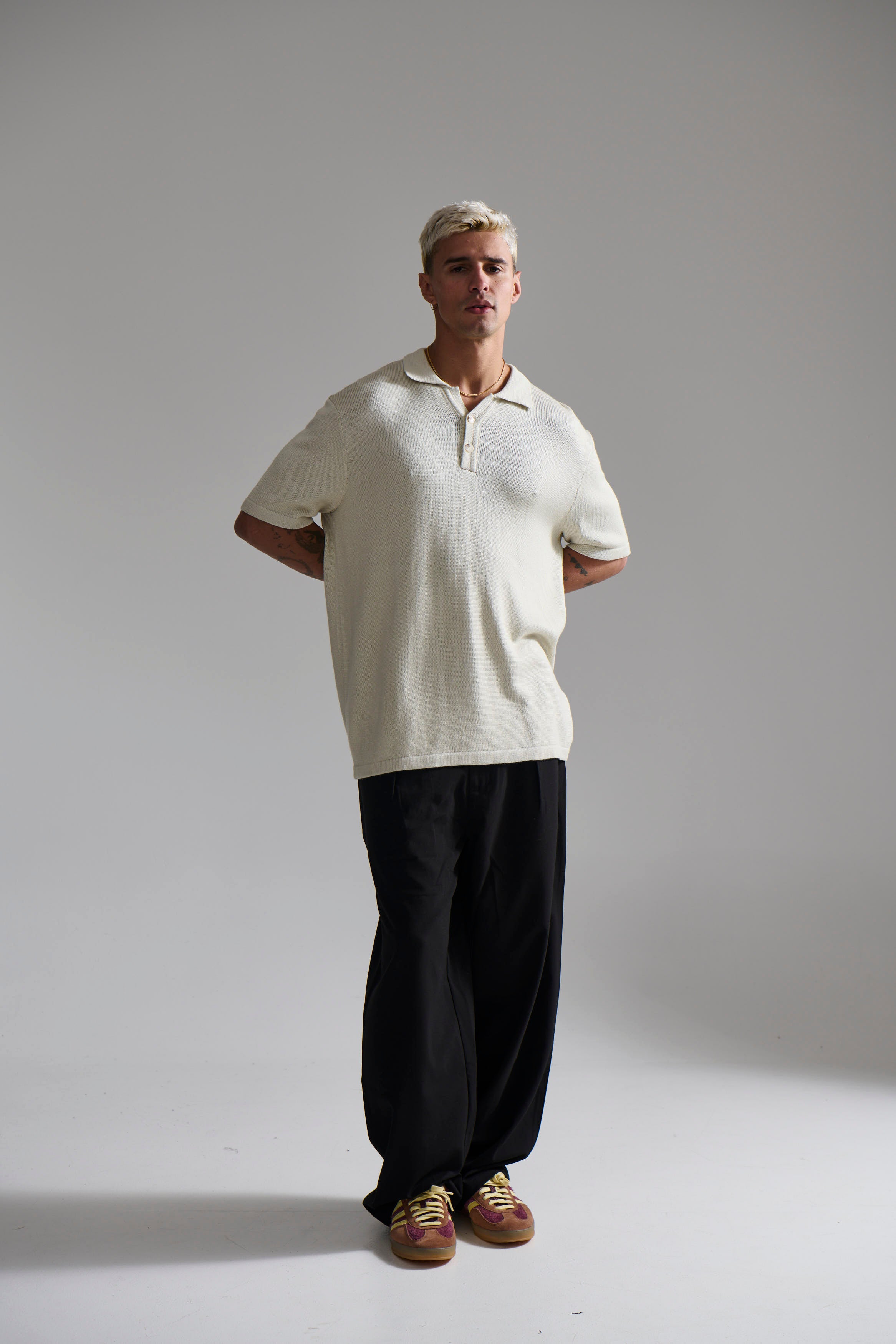 Hayden Knitted Polo Soft Grey