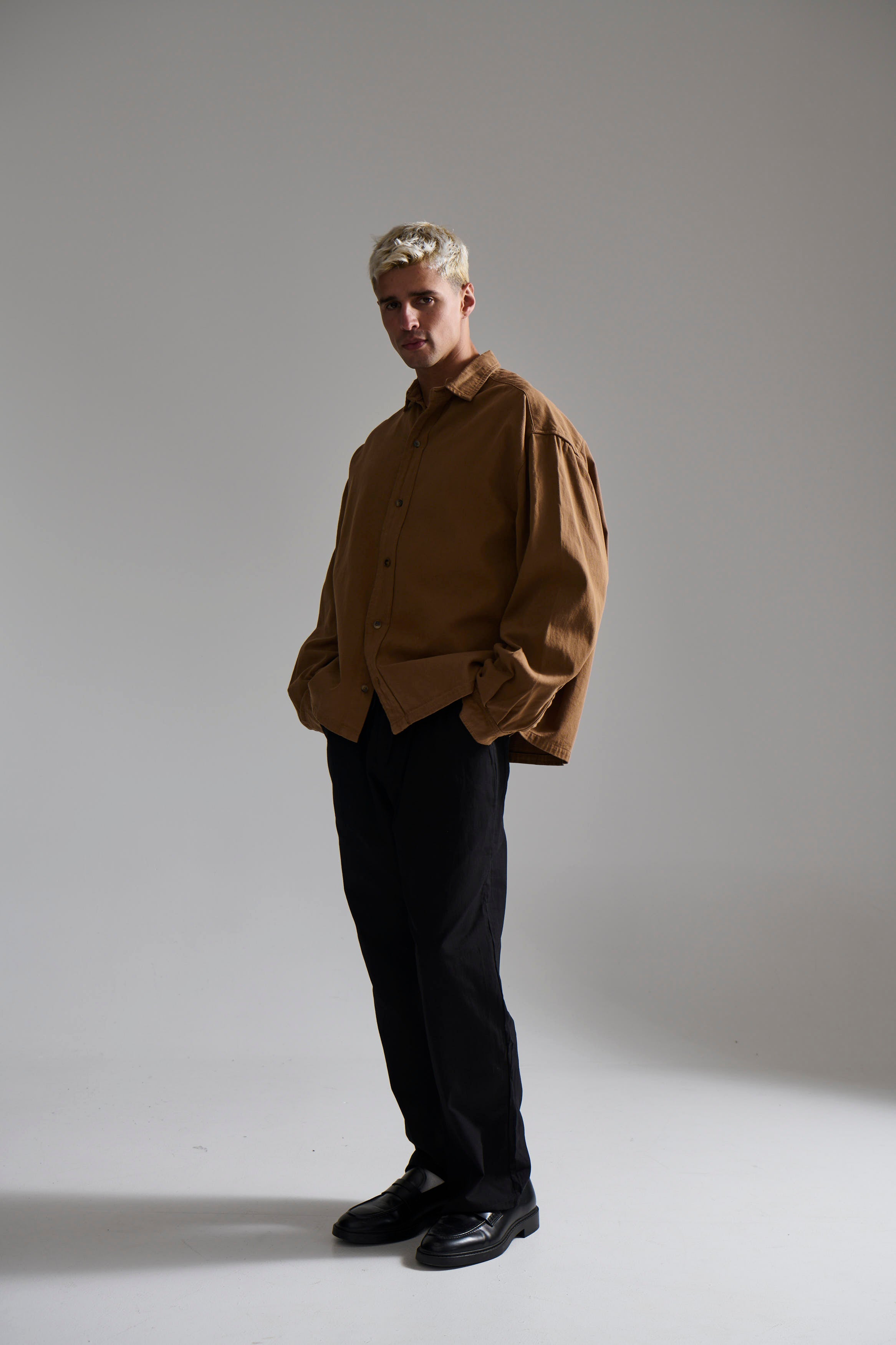 Phillip Washed Cotton Overshirt Tan