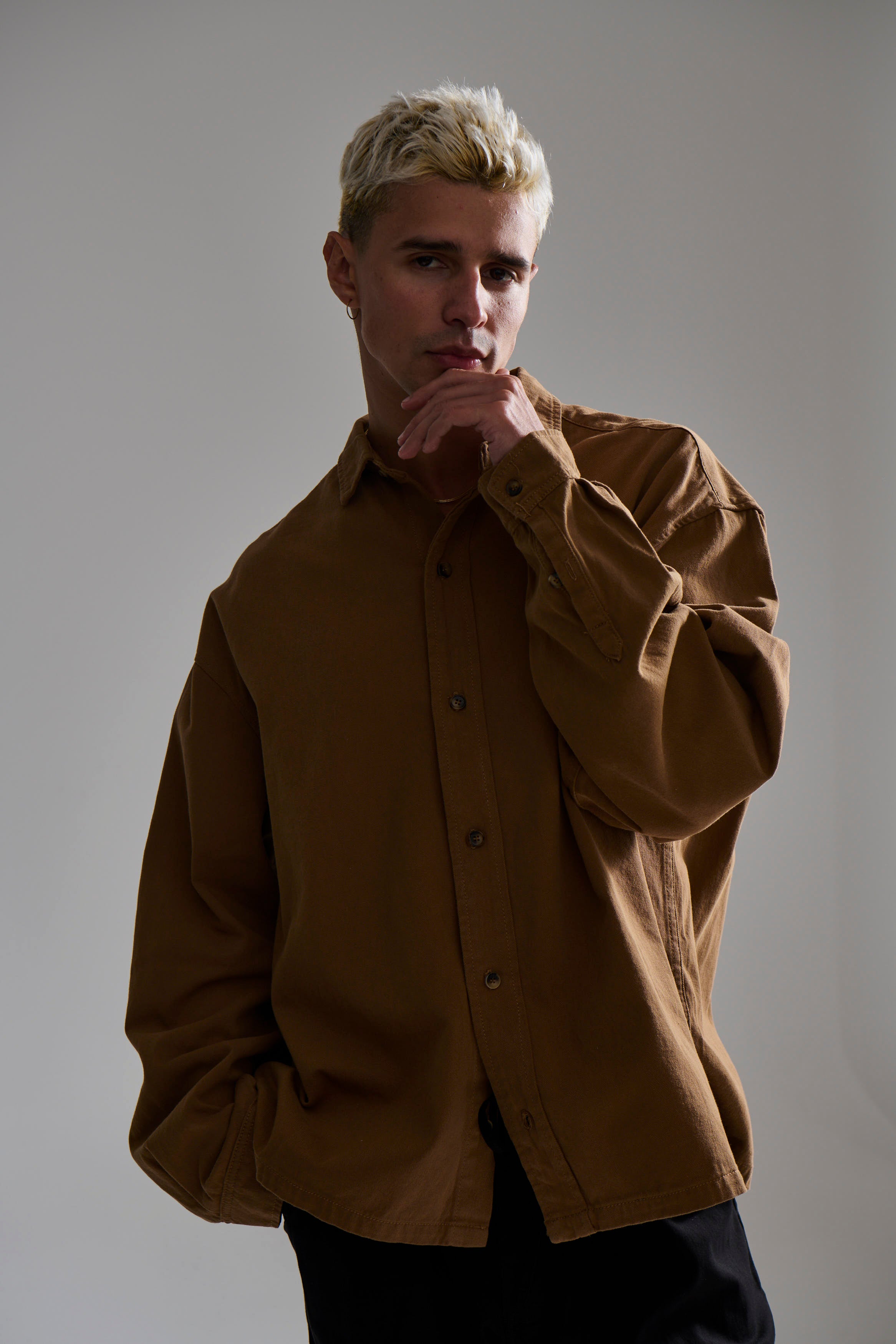 Phillip Washed Cotton Overshirt Tan