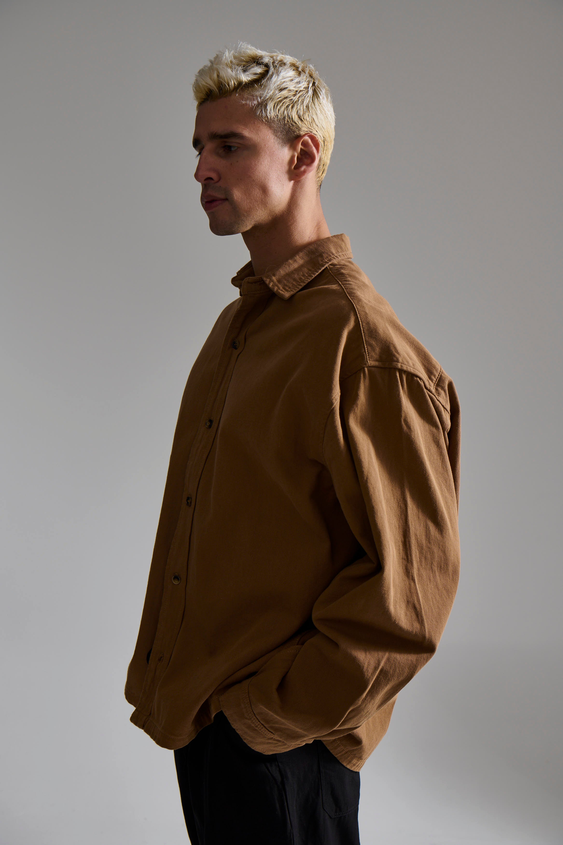 Phillip Washed Cotton Overshirt Tan