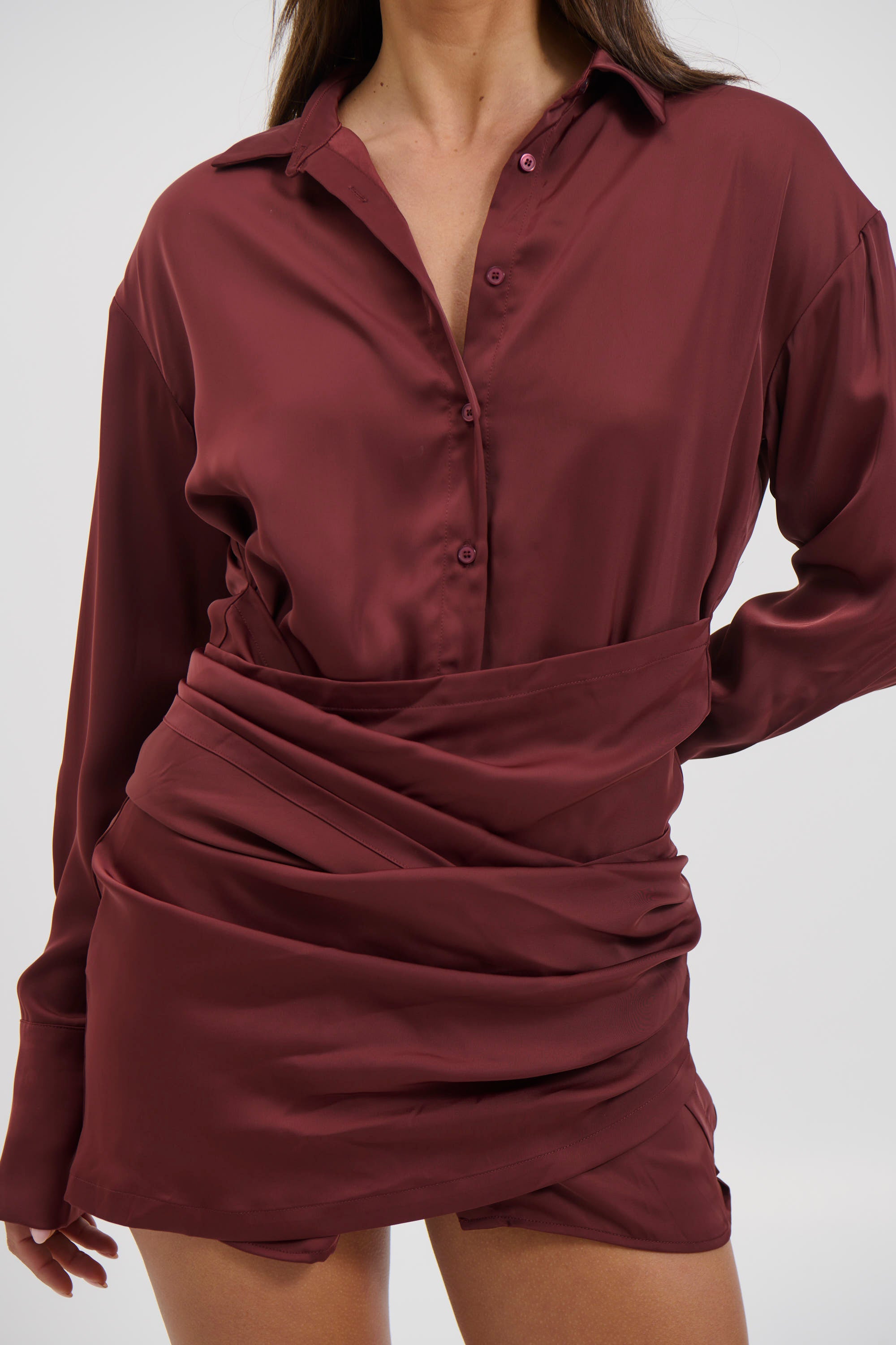 Mae Shirt Dress Wine