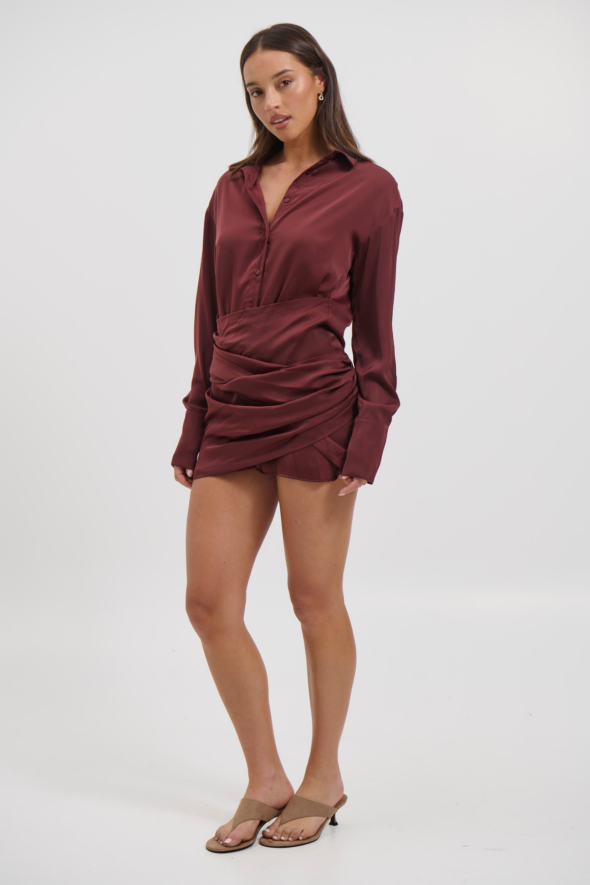Mae Shirt Dress Wine