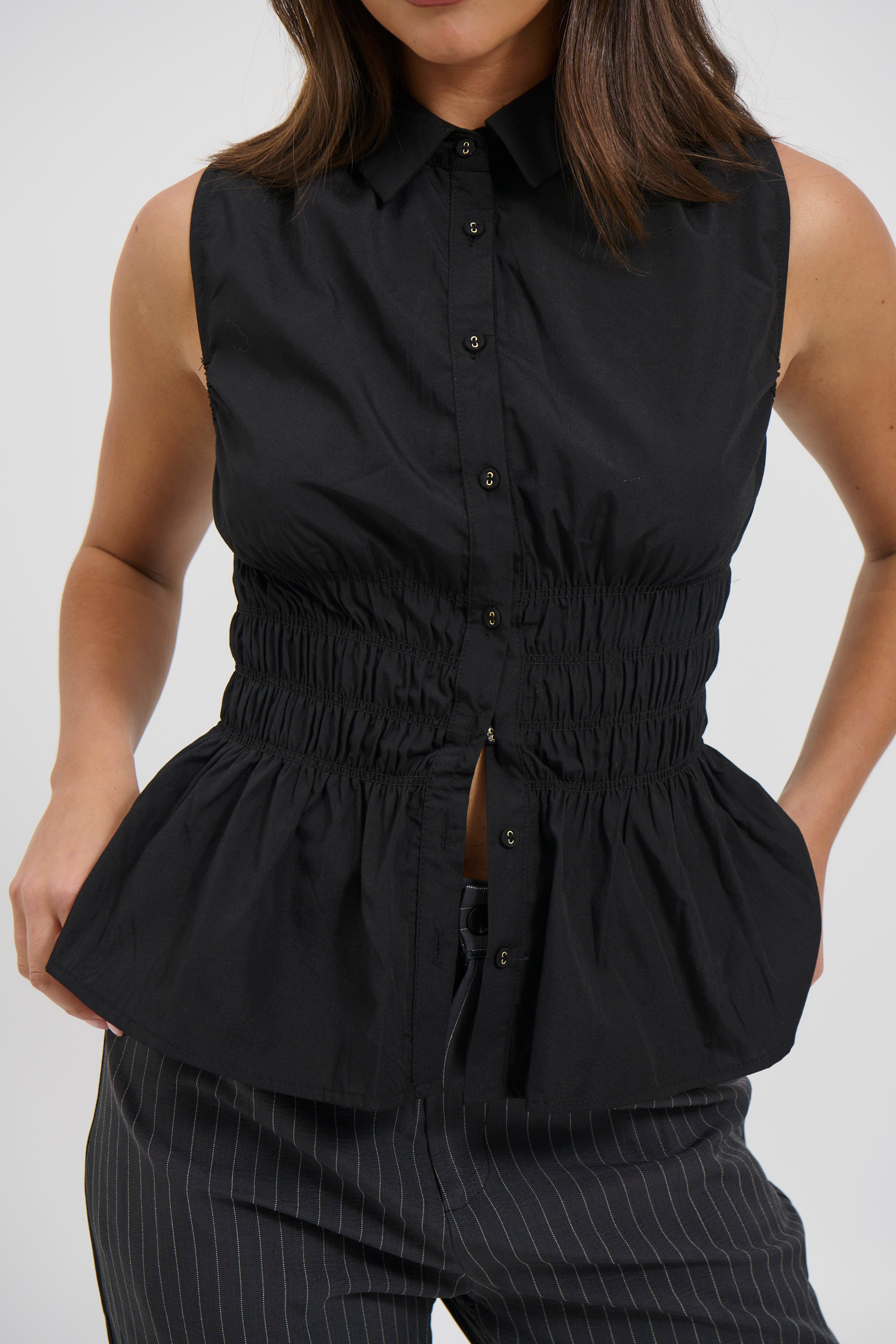 Stevie Sleeveless Shirt Black