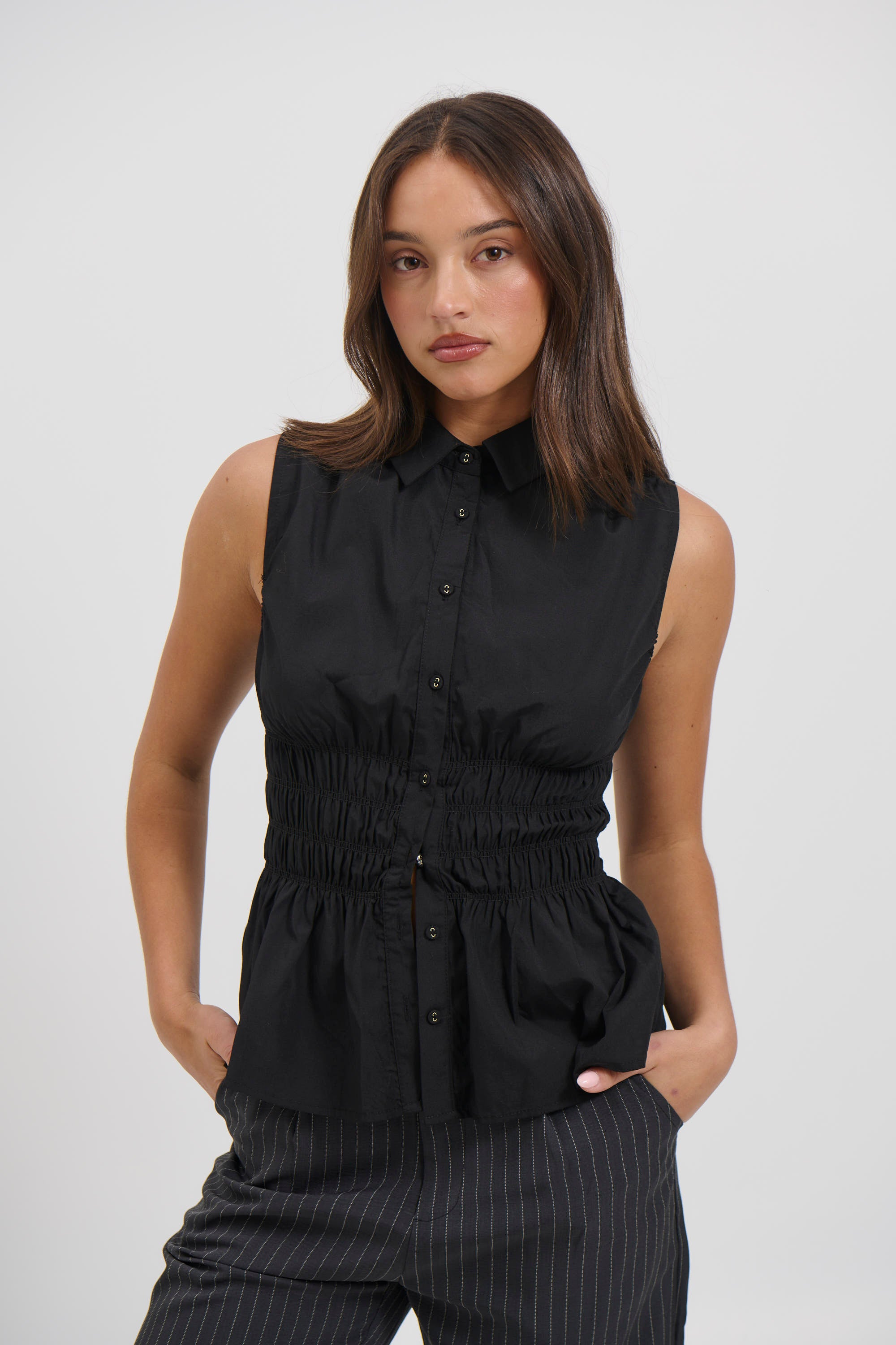 Stevie Sleeveless Shirt Black