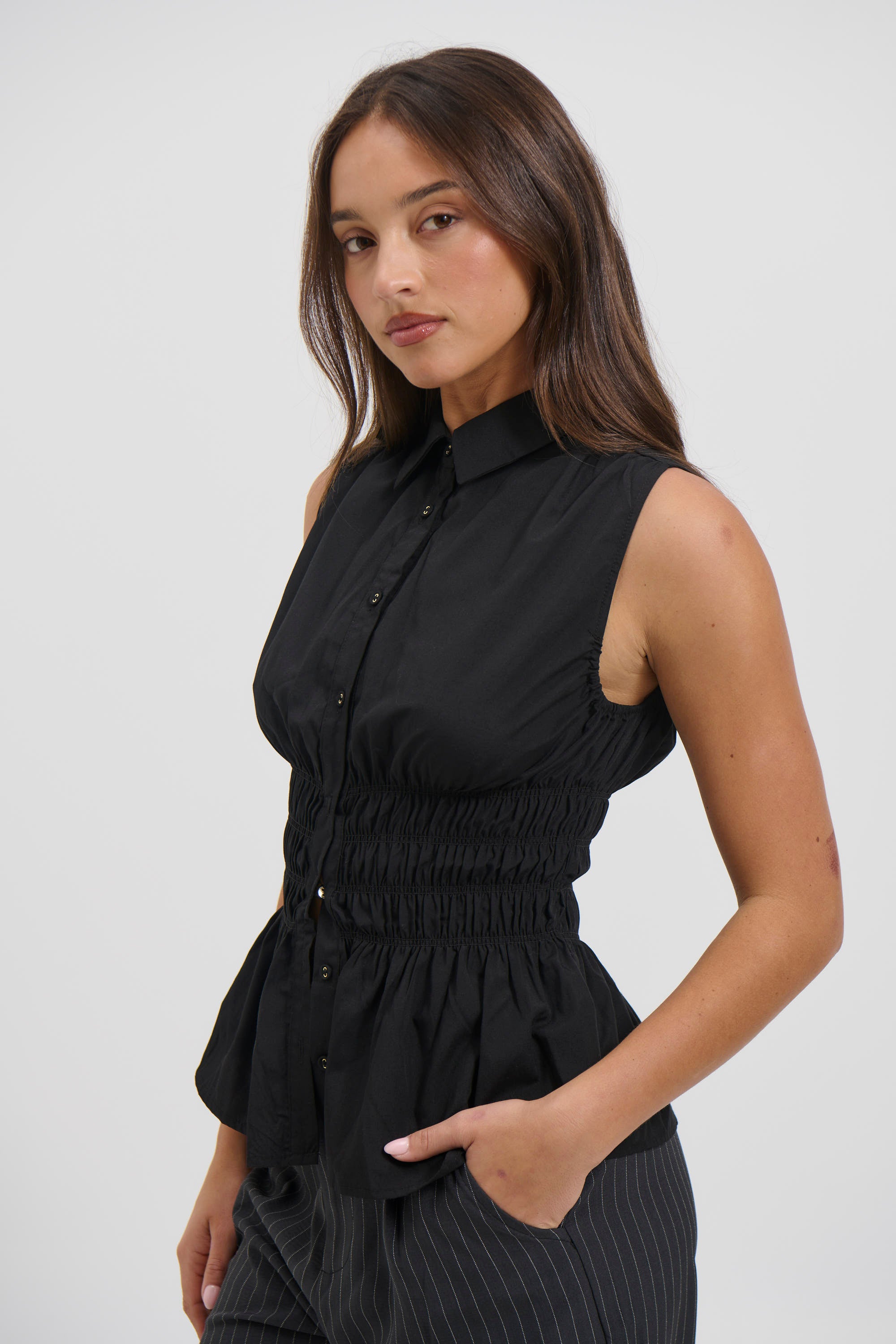 Stevie Sleeveless Shirt Black