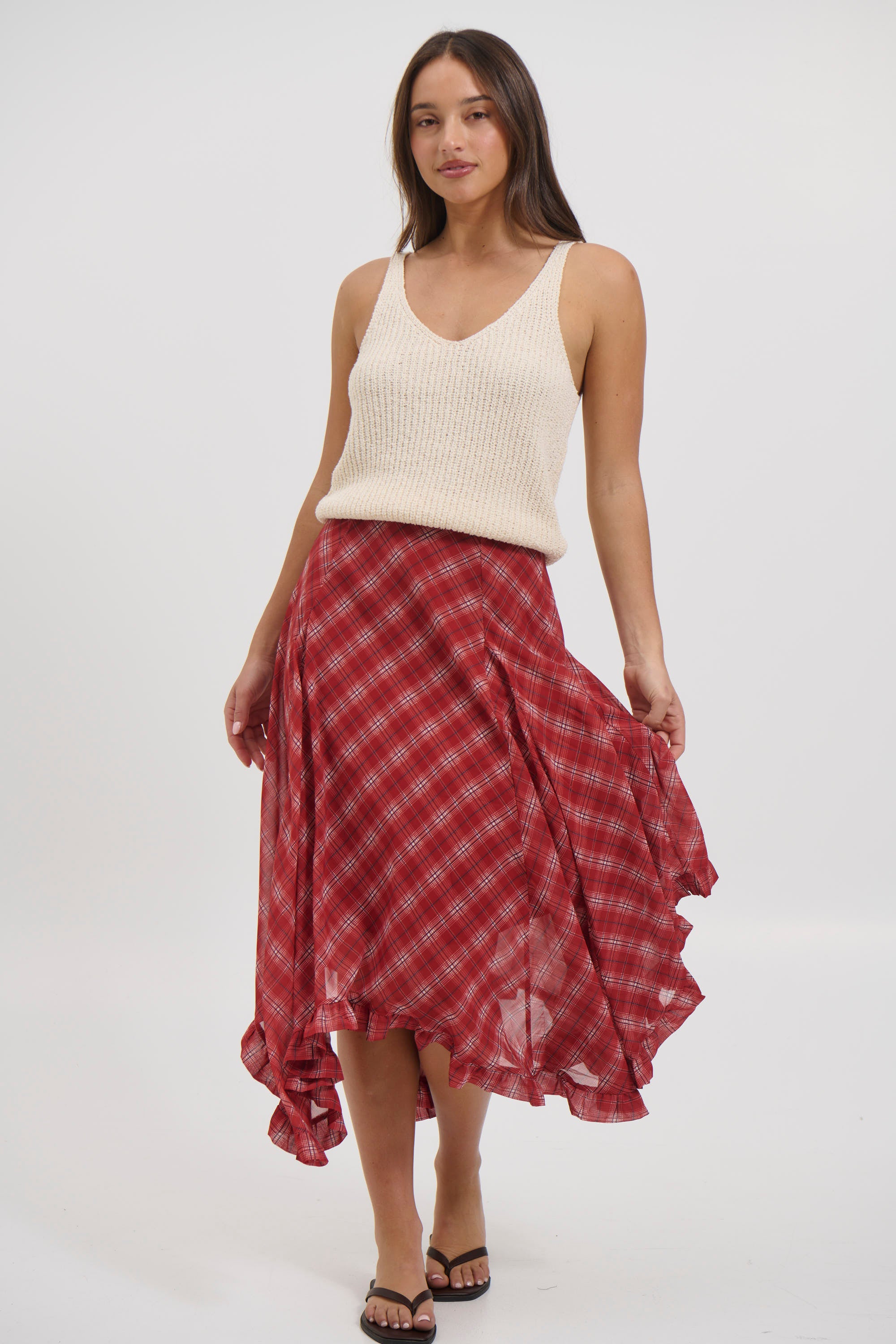 Iggy Midi Skirt Red