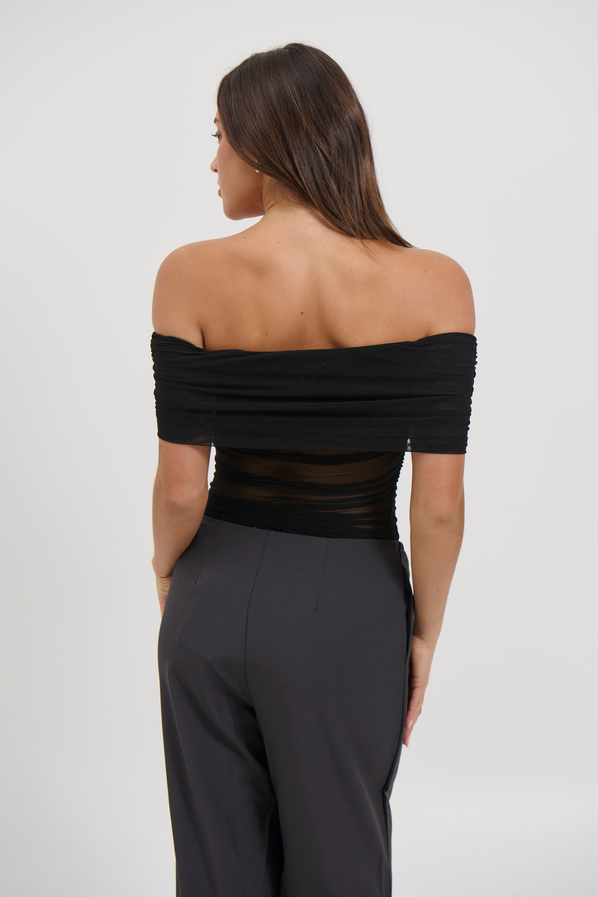 Penny Mesh Bodysuit Black