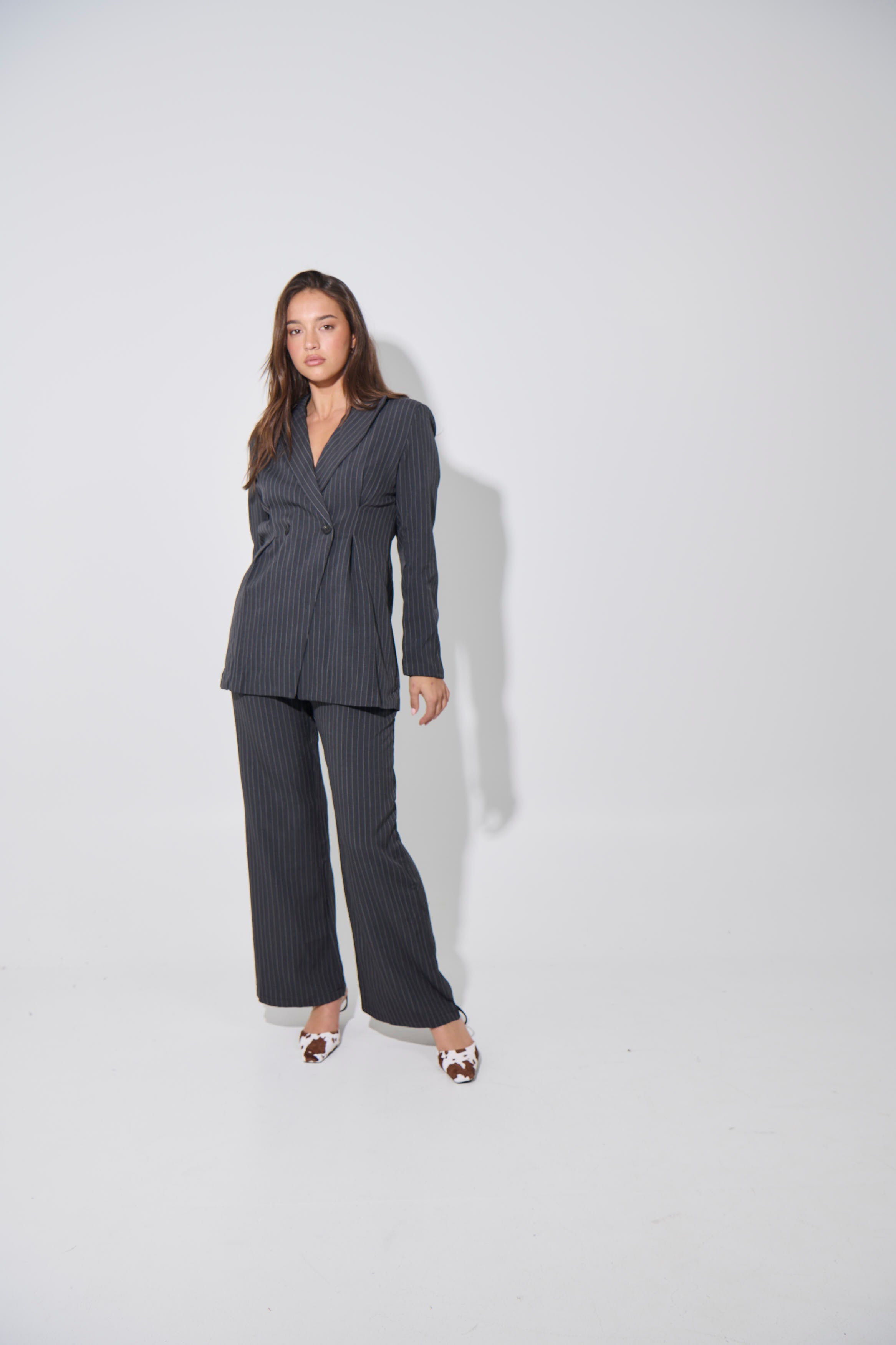 Kassandra Pinstripe Set Grey