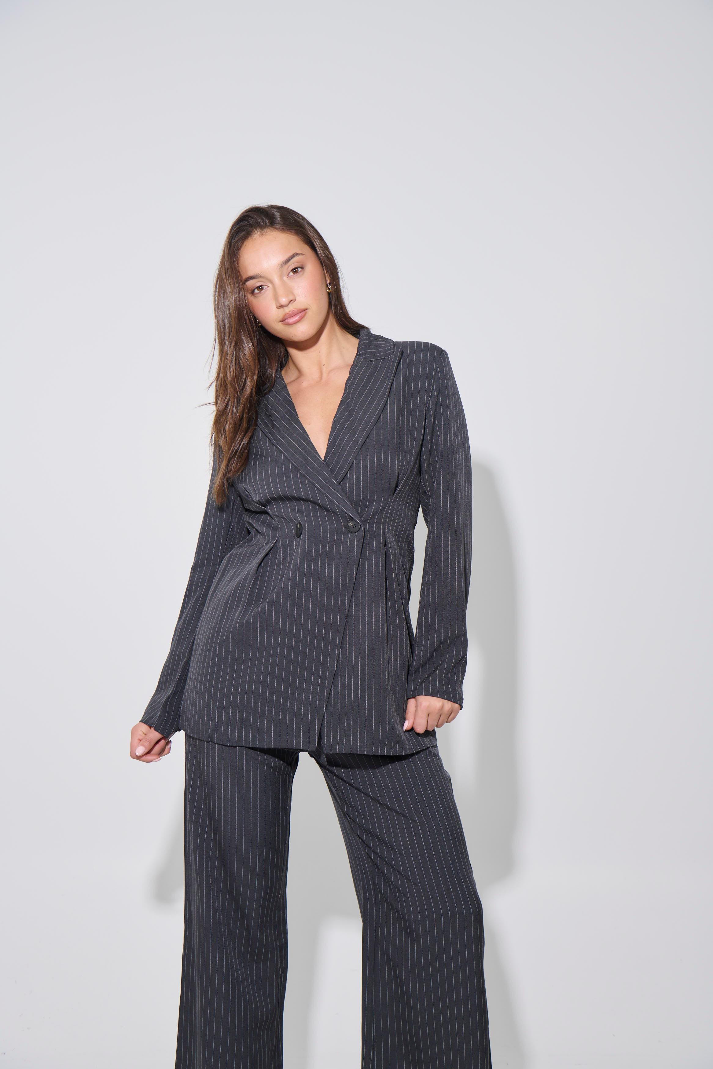 Kassandra Pinstripe Set Grey