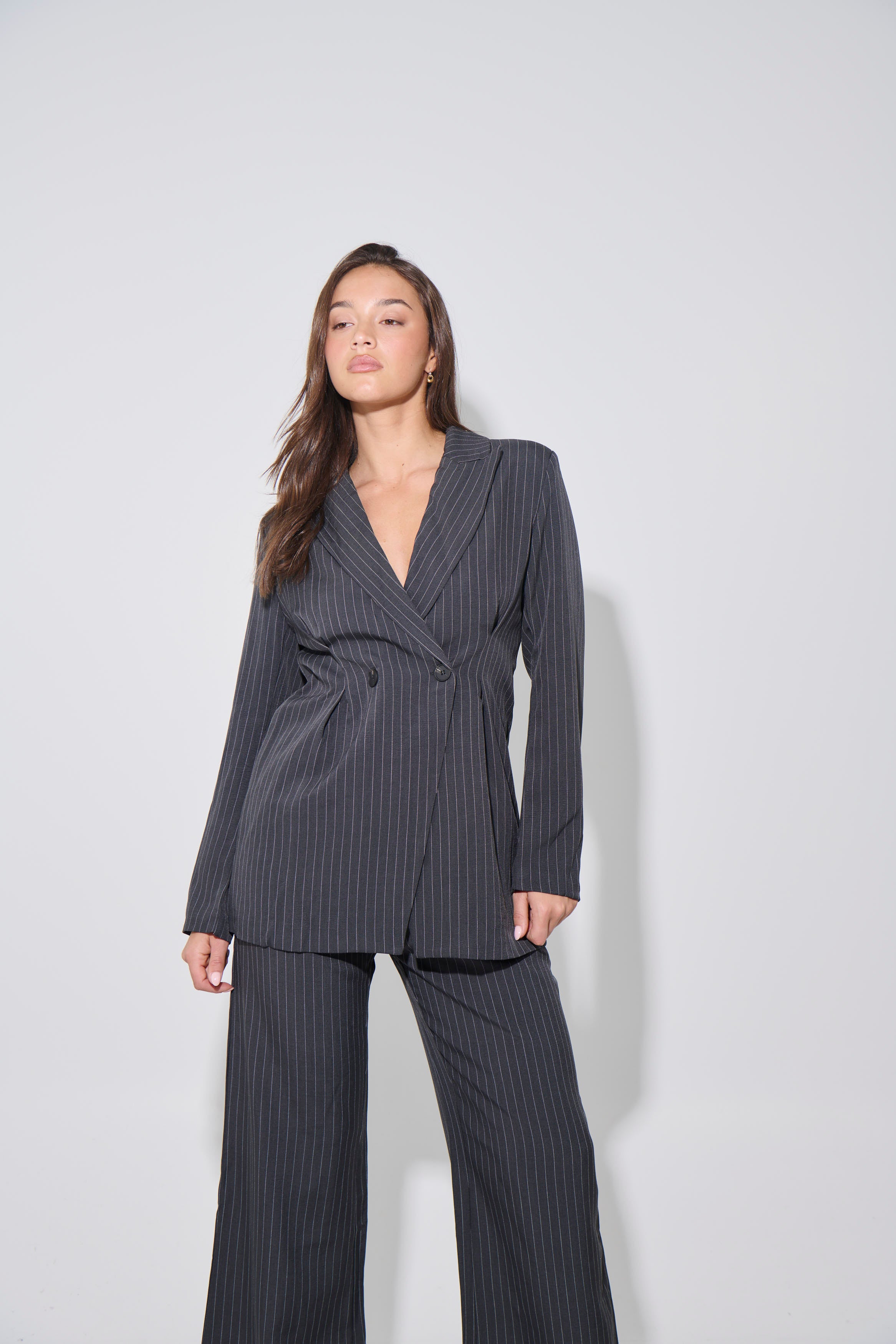 Kassandra Pinstripe Set Grey