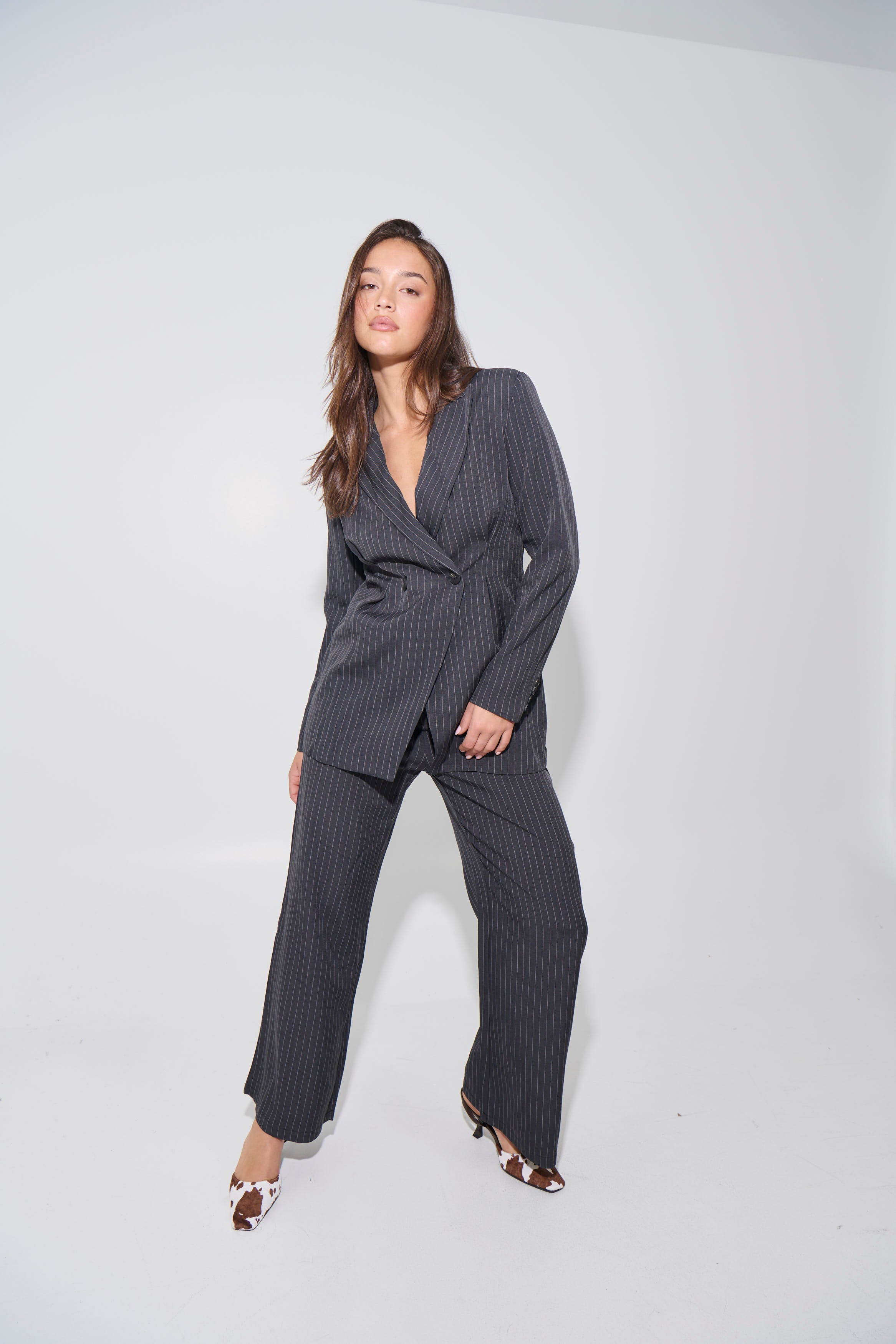 Kassandra Pinstripe Set Grey
