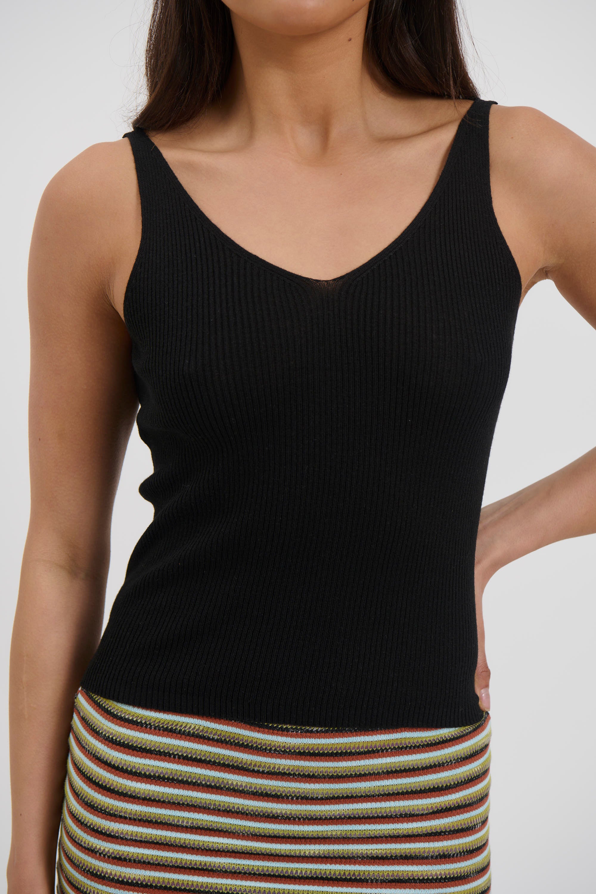 Belinda Ribbed Top Black