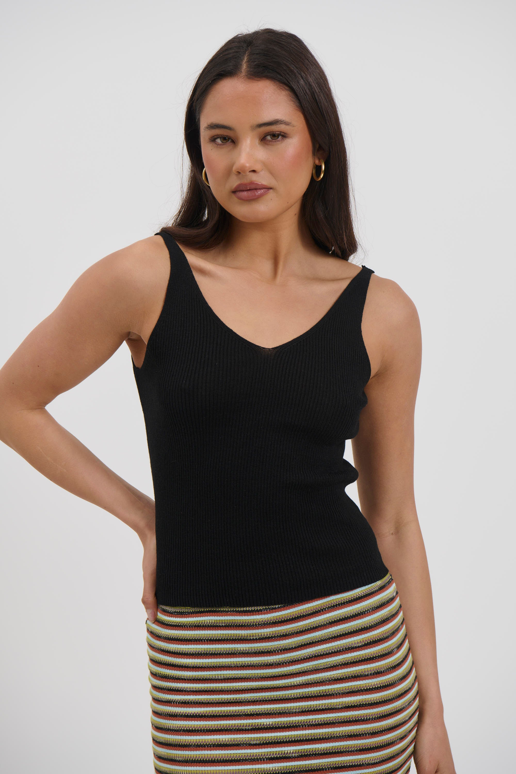 Belinda Ribbed Top Black