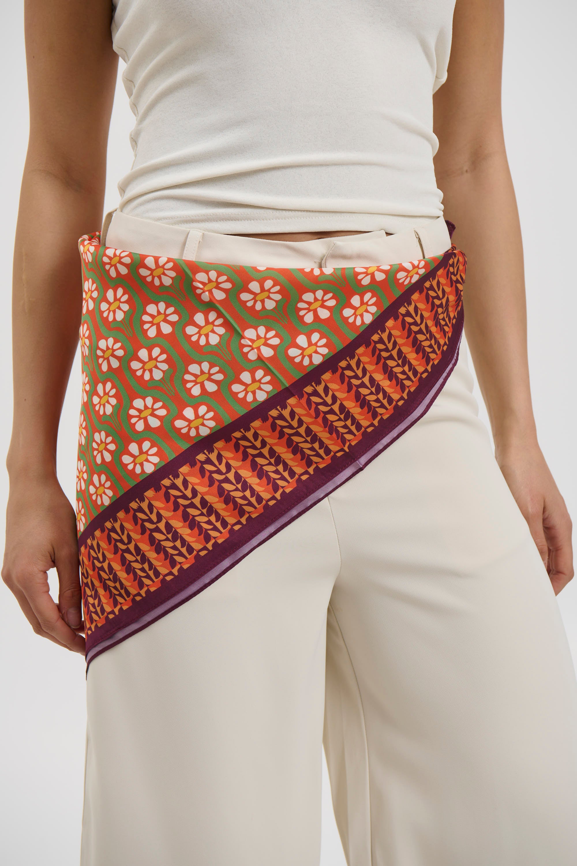 Clementine Daisy Print Bandana Orange