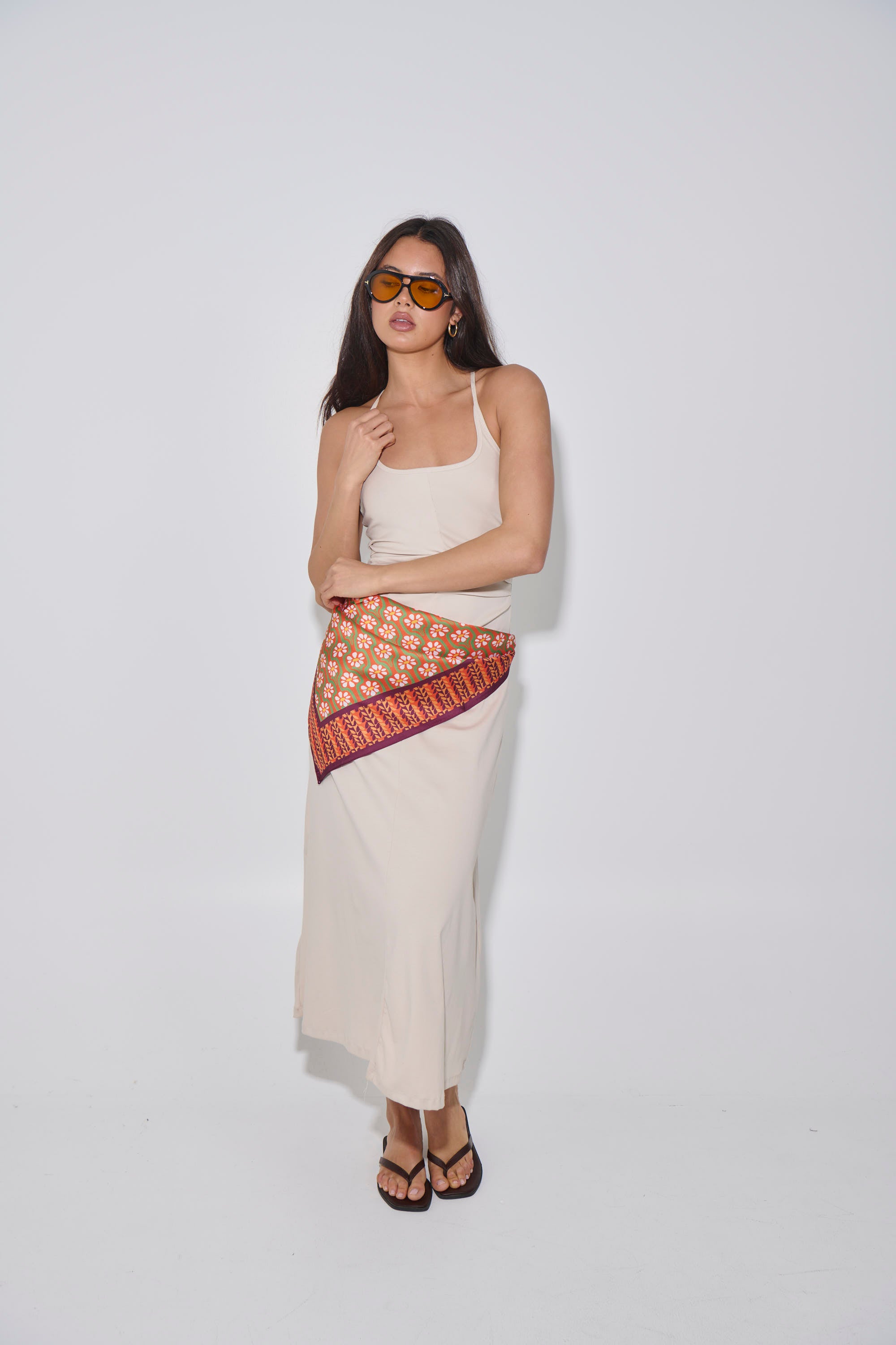 Clementine Daisy Print Bandana Orange