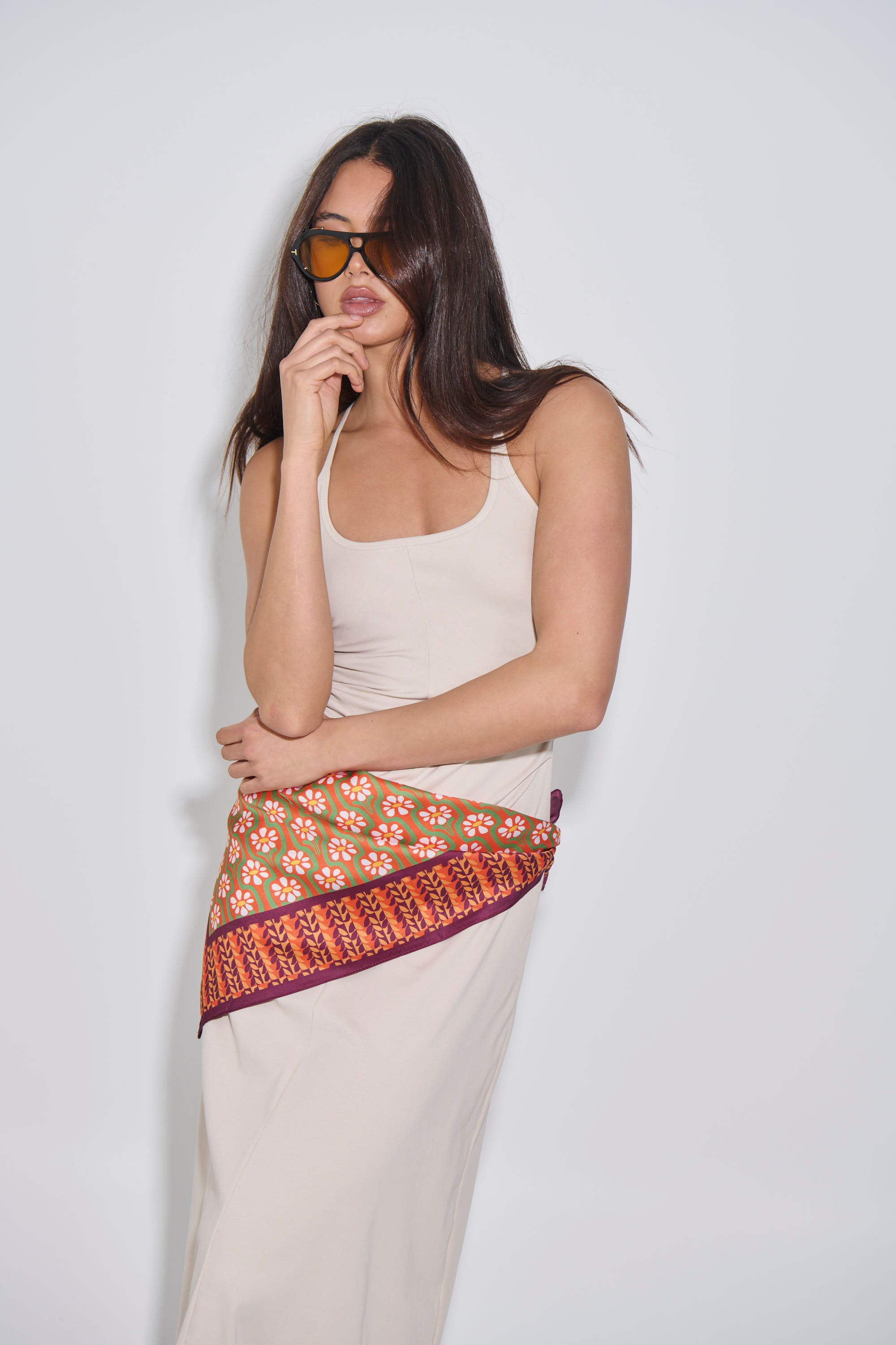 Clementine Daisy Print Bandana Orange