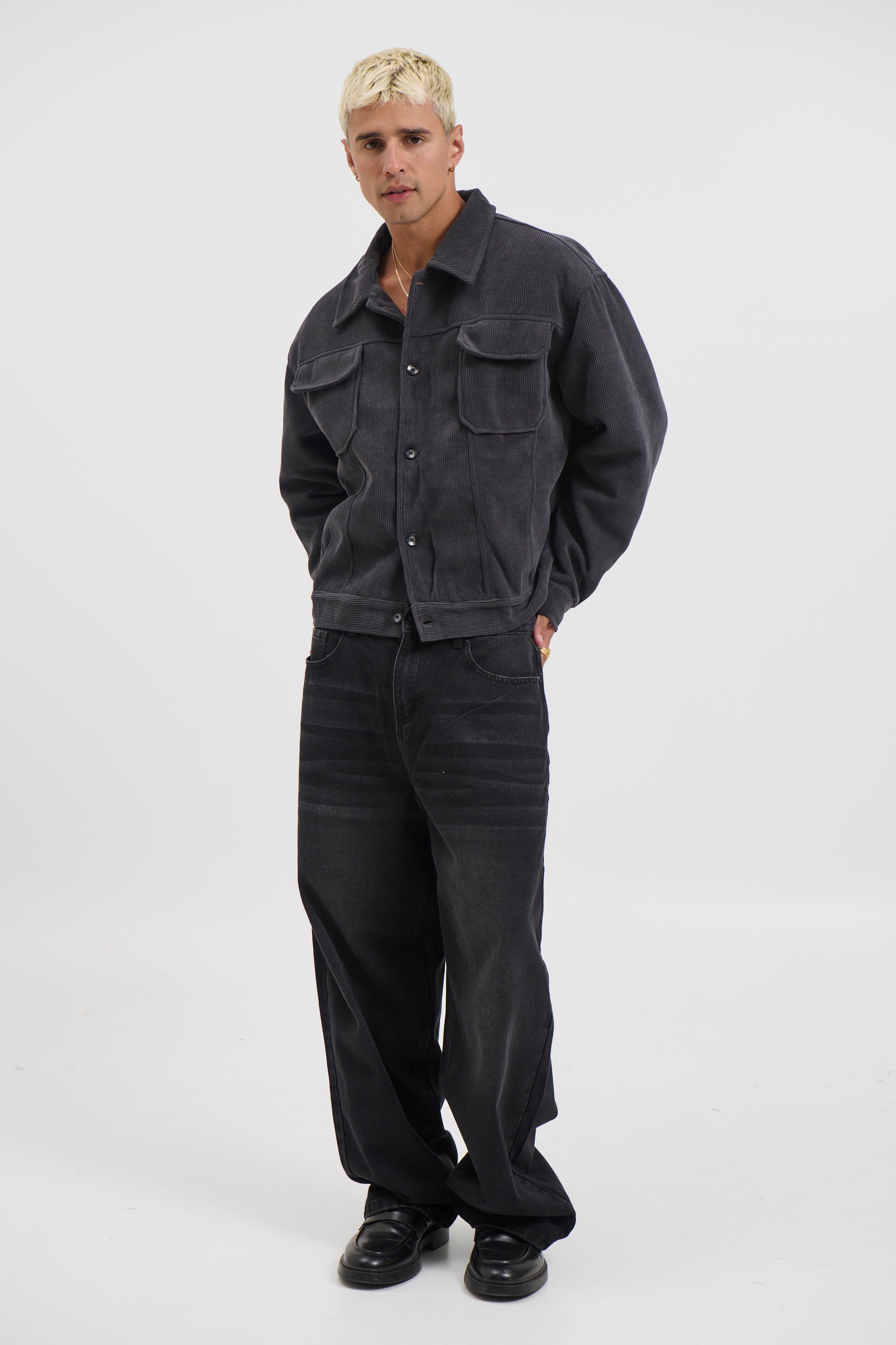 Levi Soft Cord Jacket Dark Grey