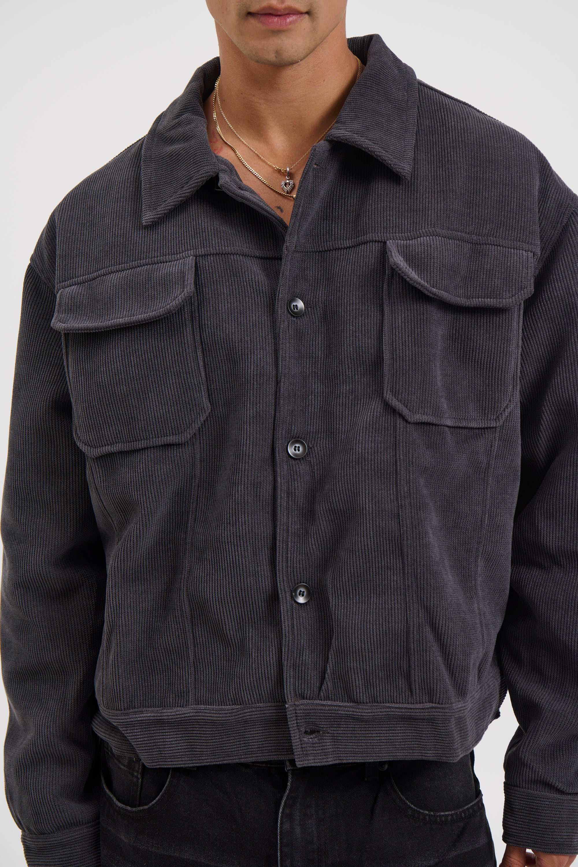Levi Soft Cord Jacket Dark Grey