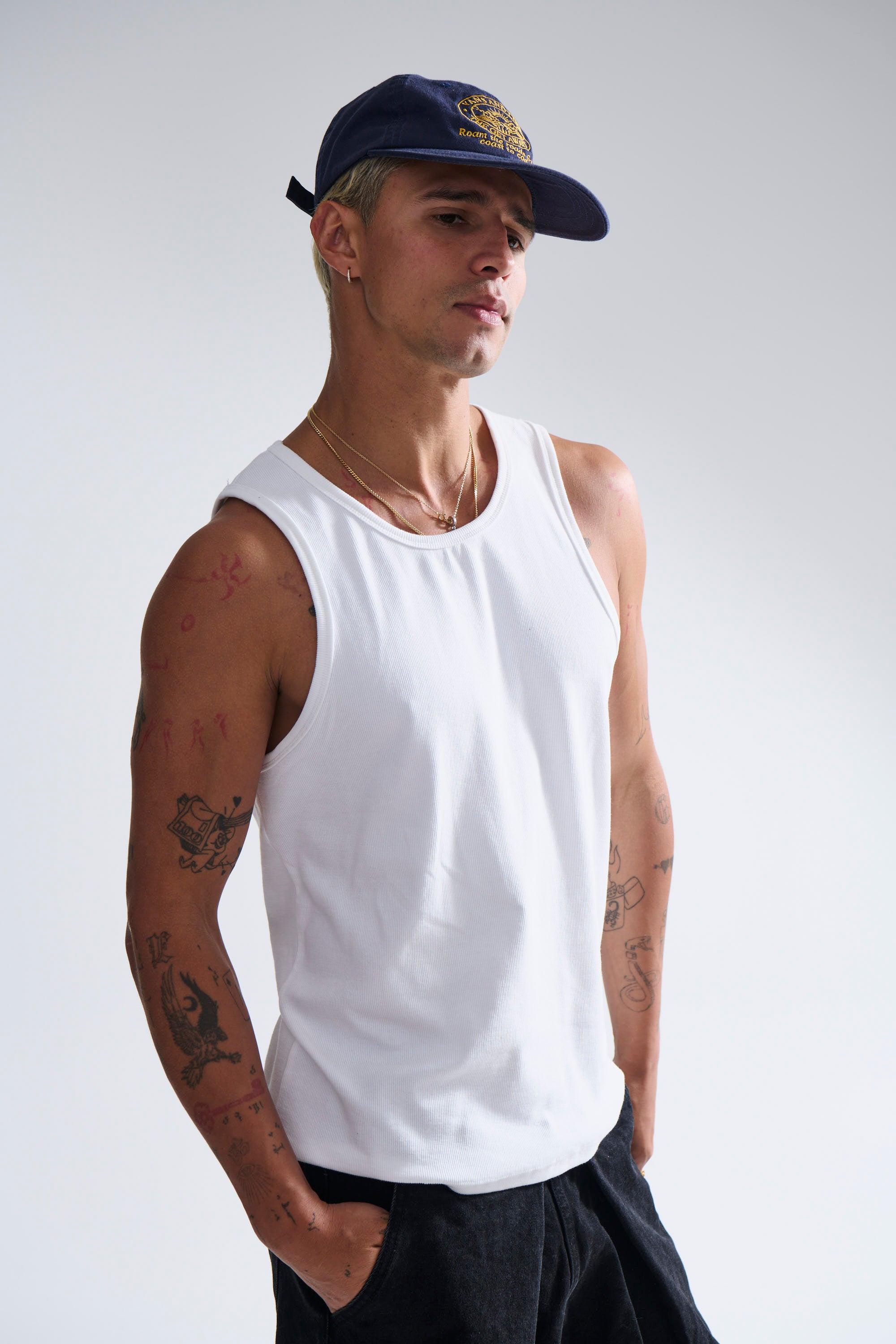 Declan Fitted Ribbed Tank White