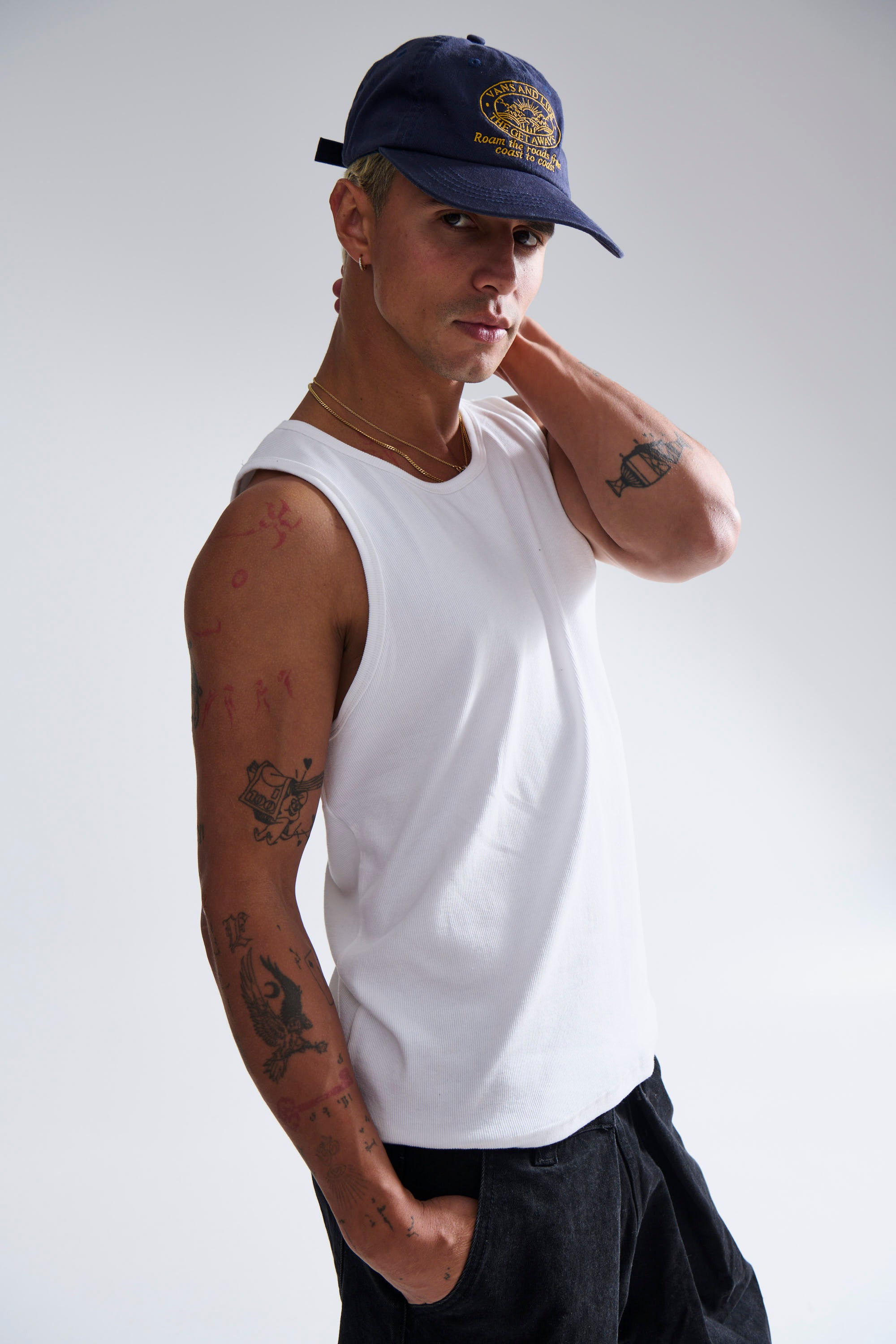 Declan Fitted Ribbed Tank White