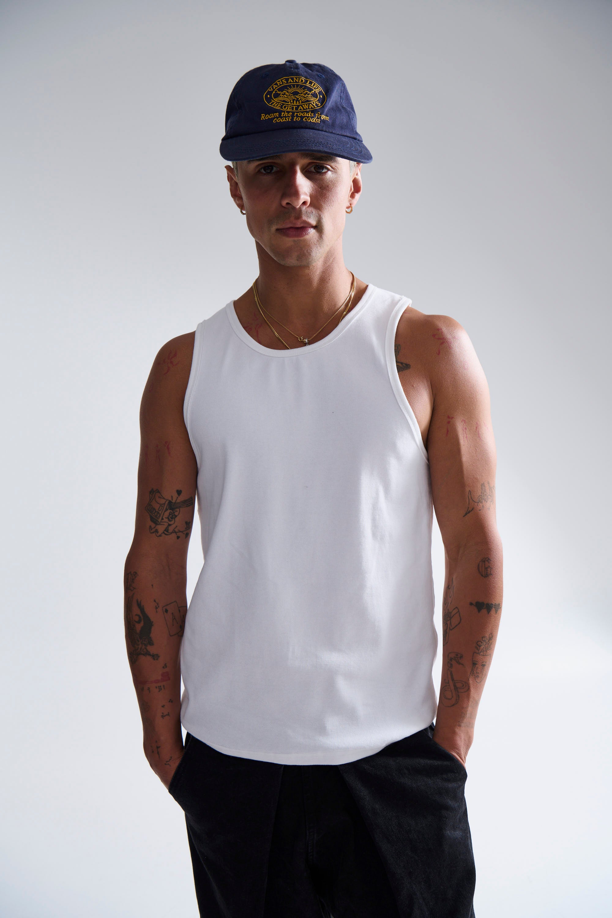 Declan Fitted Ribbed Tank White