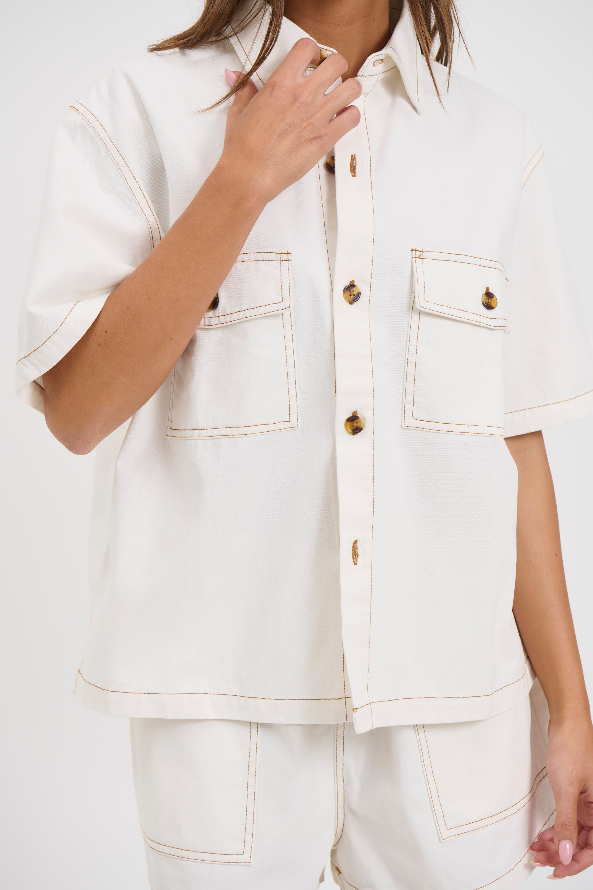 Delaney Denim Set White