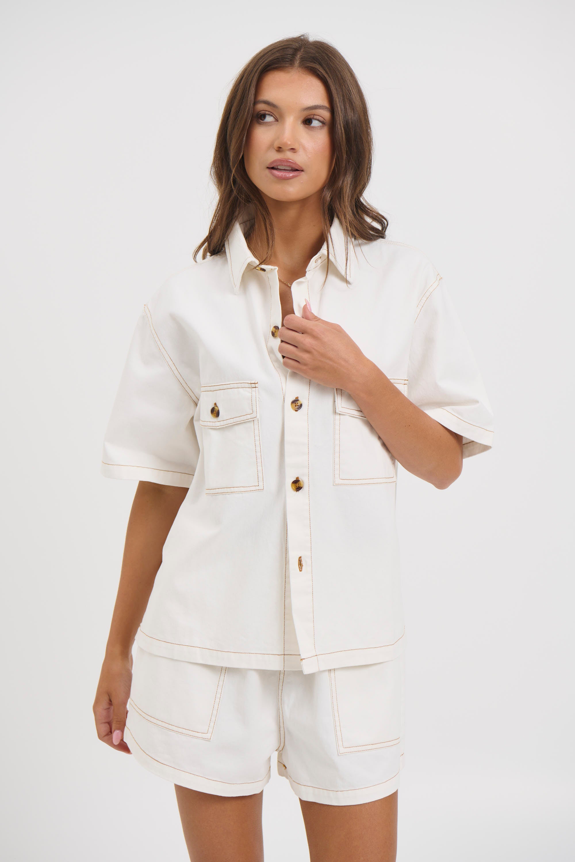 Delaney Denim Set White