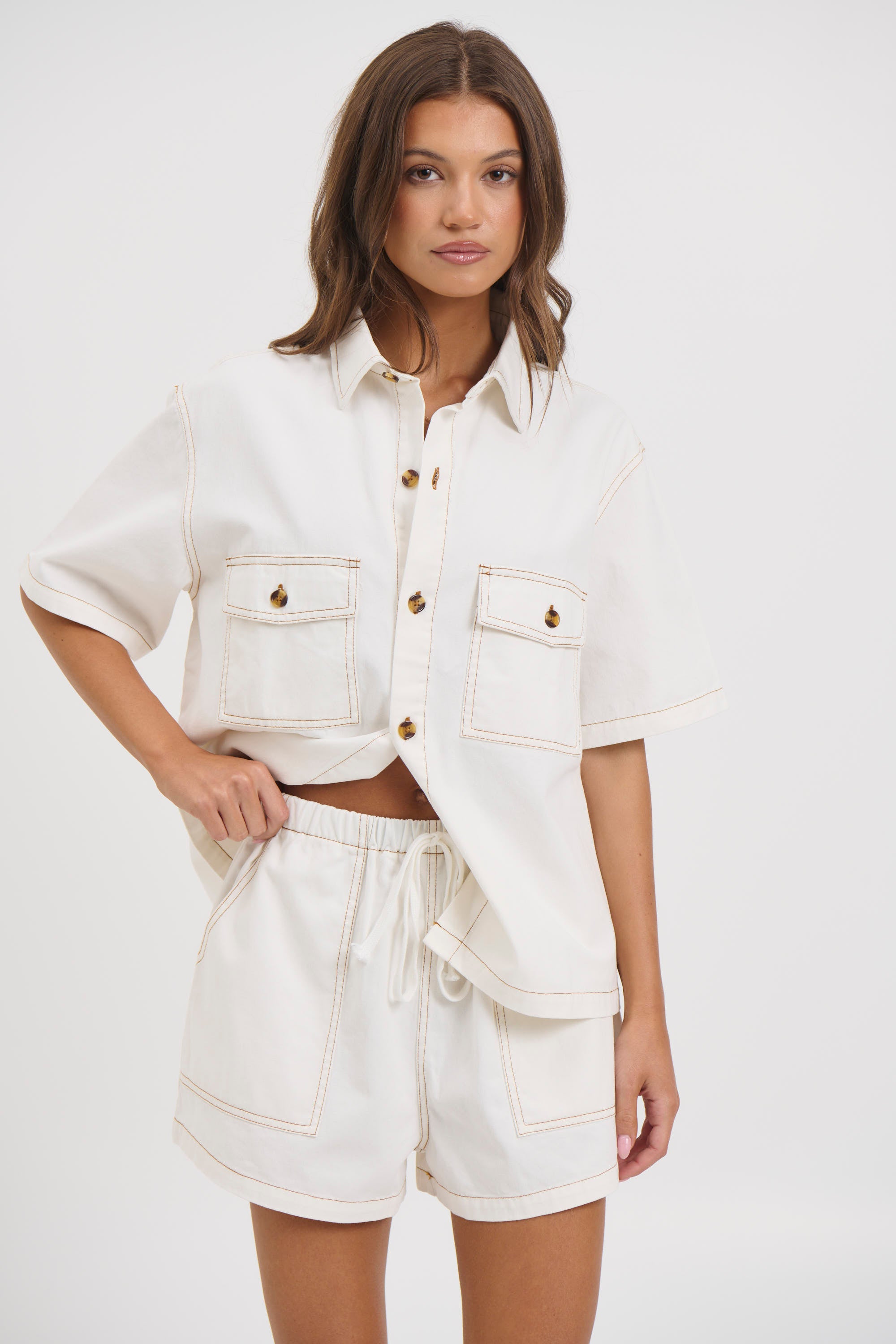 Delaney Denim Set White