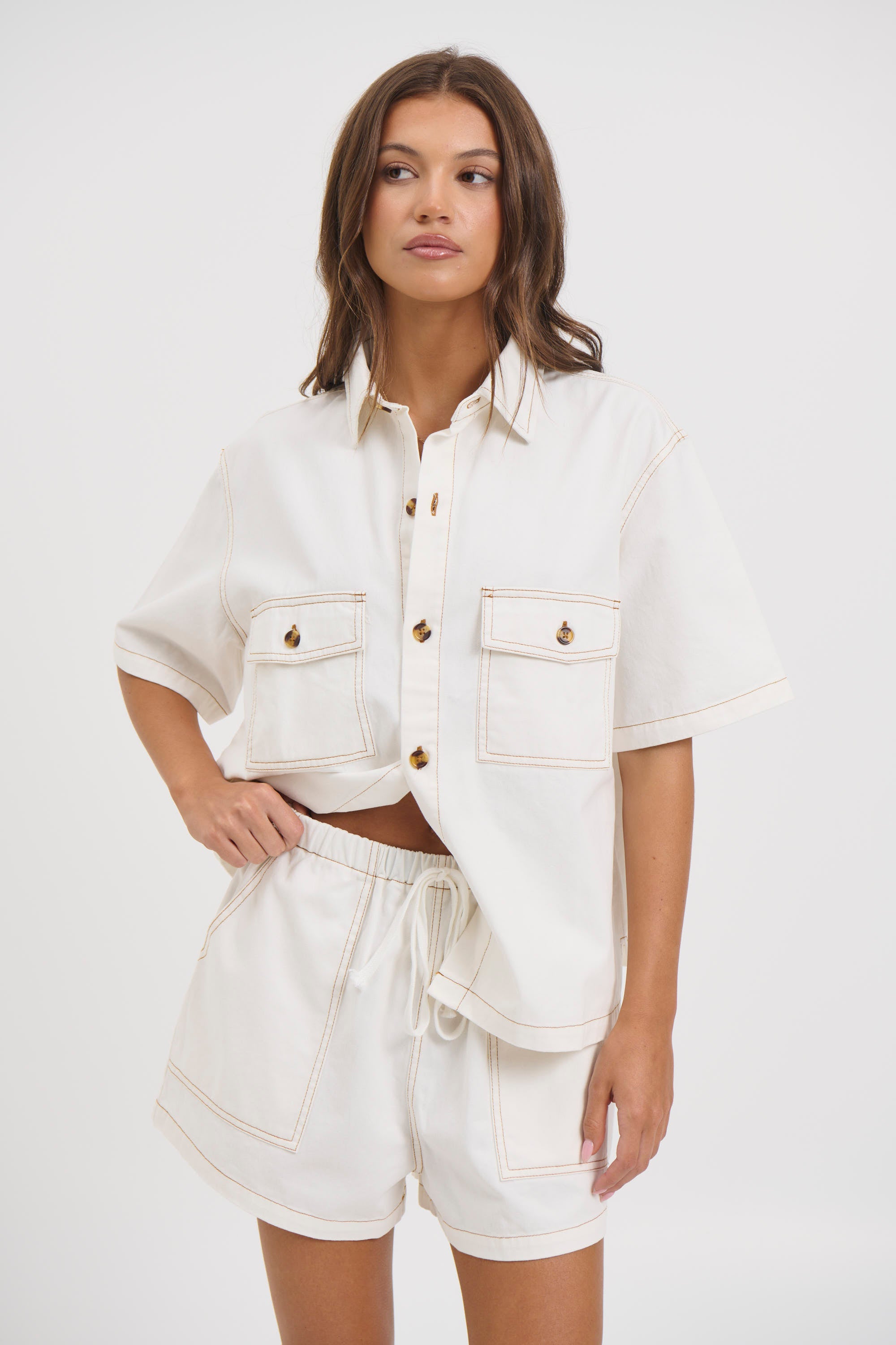Delaney Denim Set White