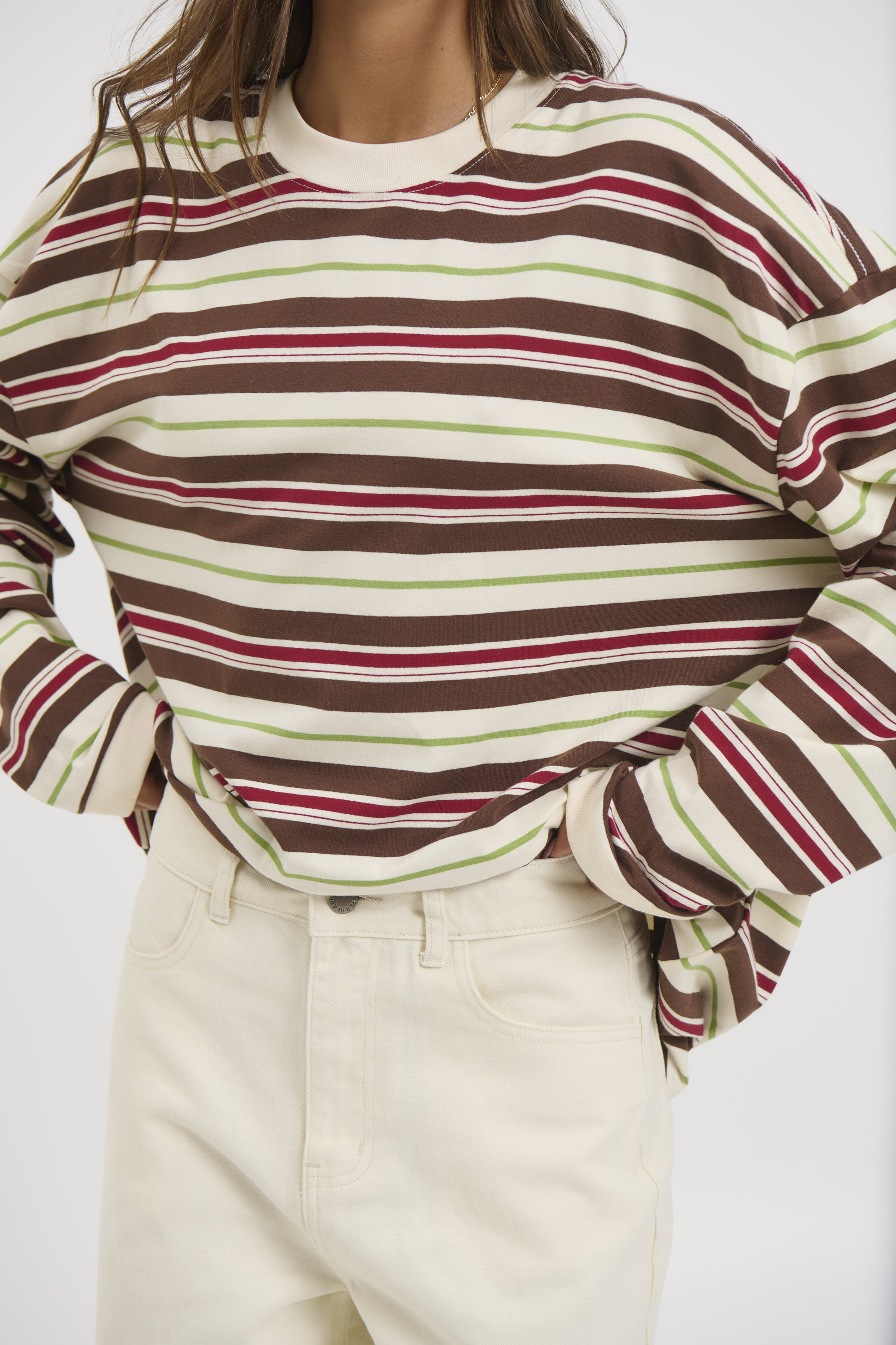 Unisex Tim Stripe Long Sleeve Choc