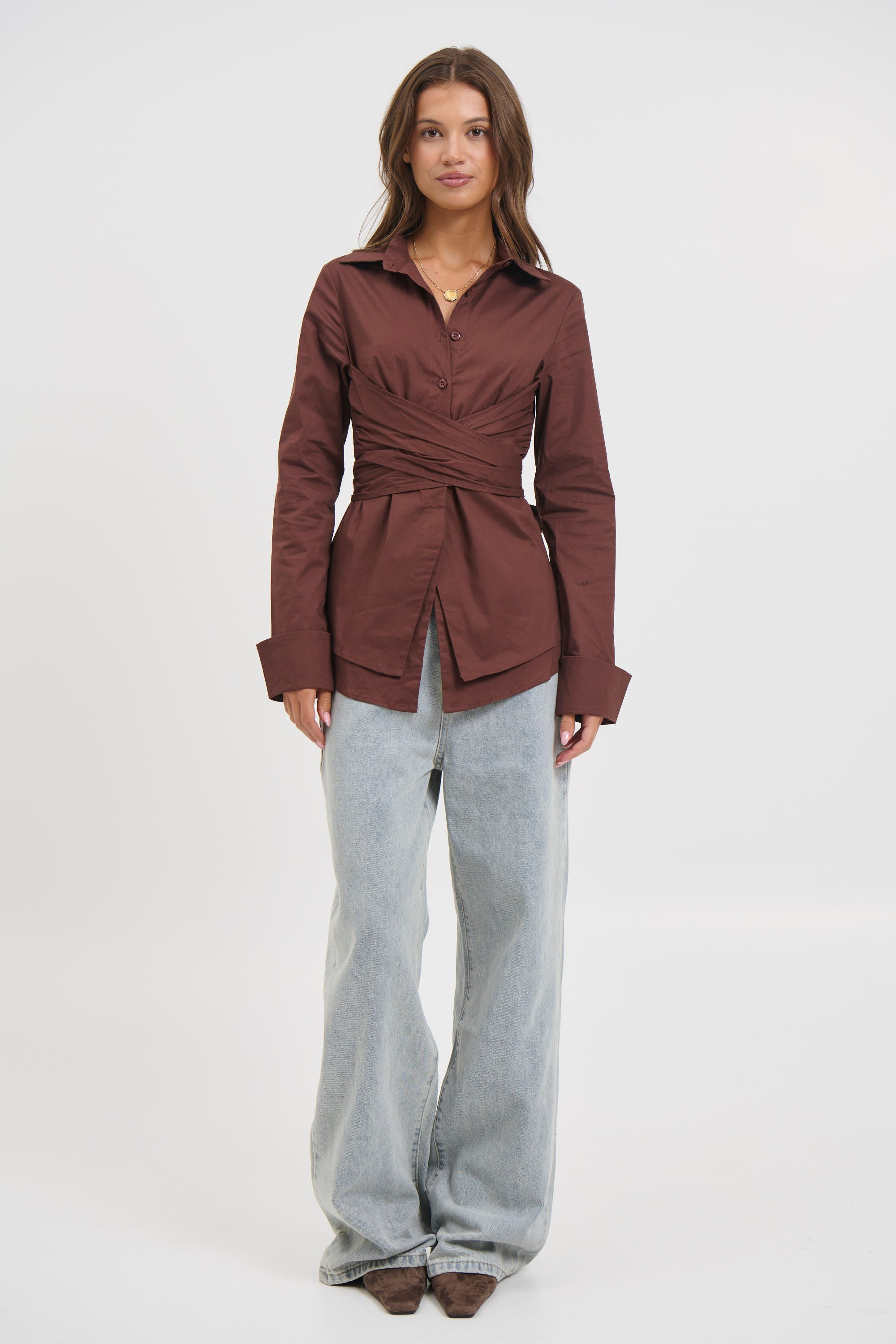 Vixon Wrap Shirt Chocolate