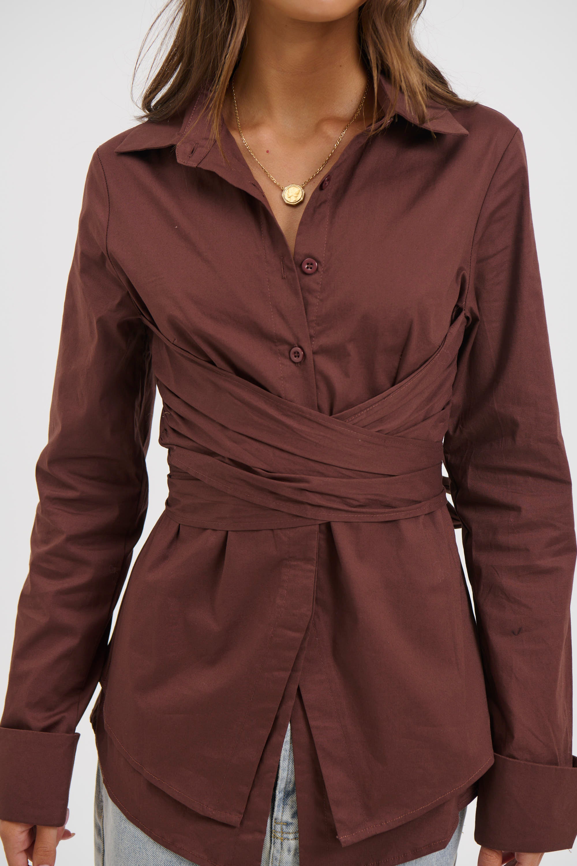 Vixon Wrap Shirt Chocolate