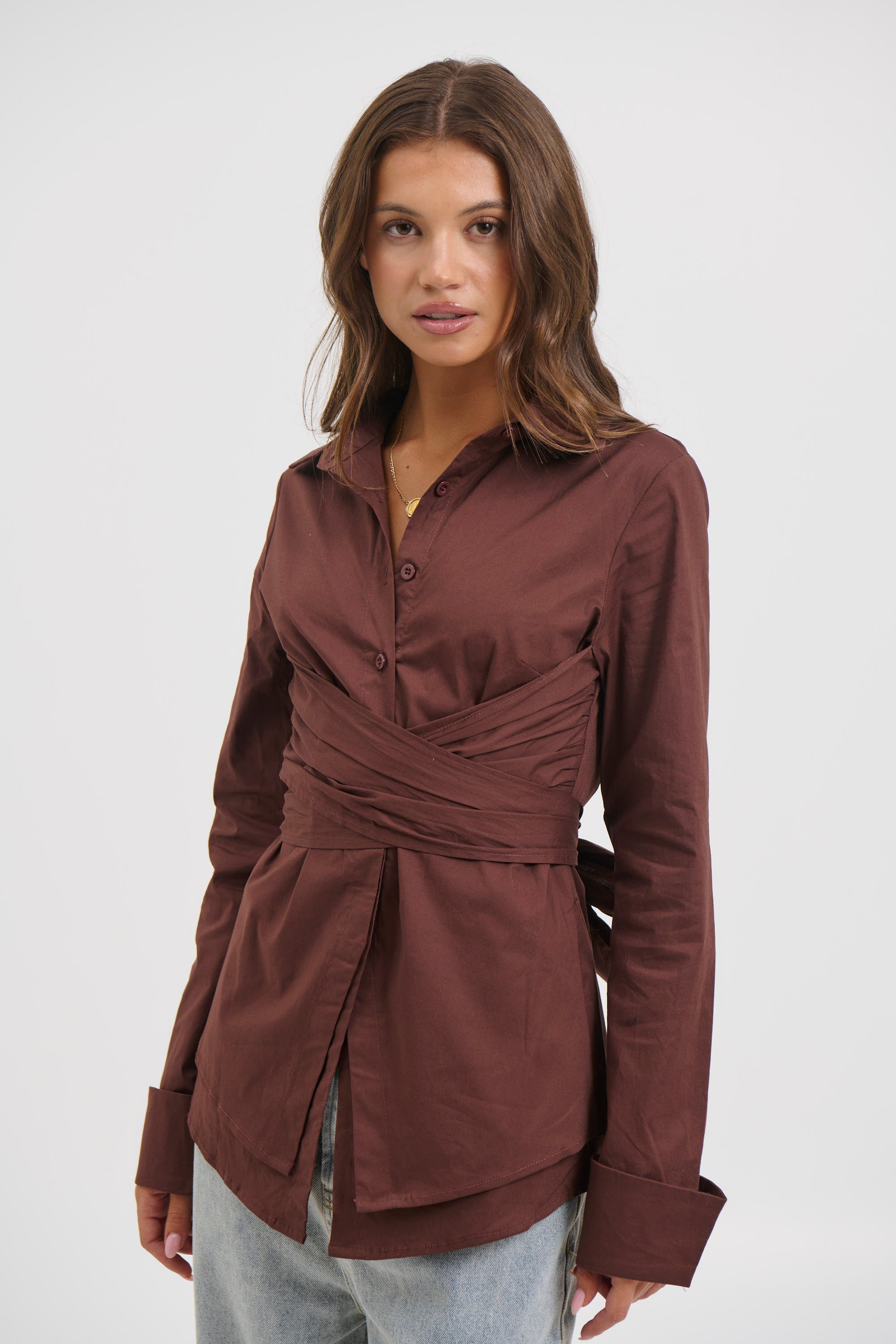 Vixon Wrap Shirt Chocolate