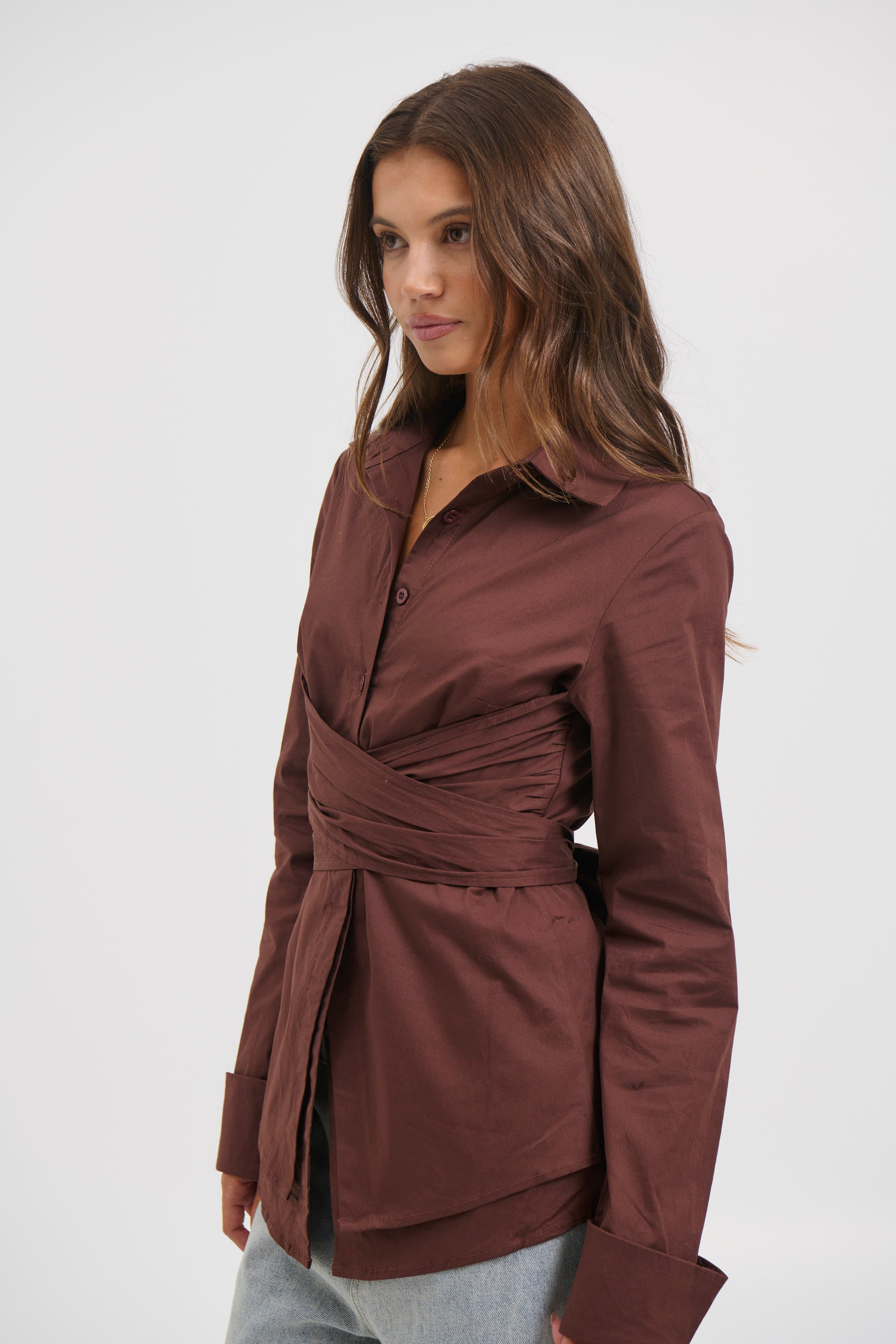 Vixon Wrap Shirt Chocolate
