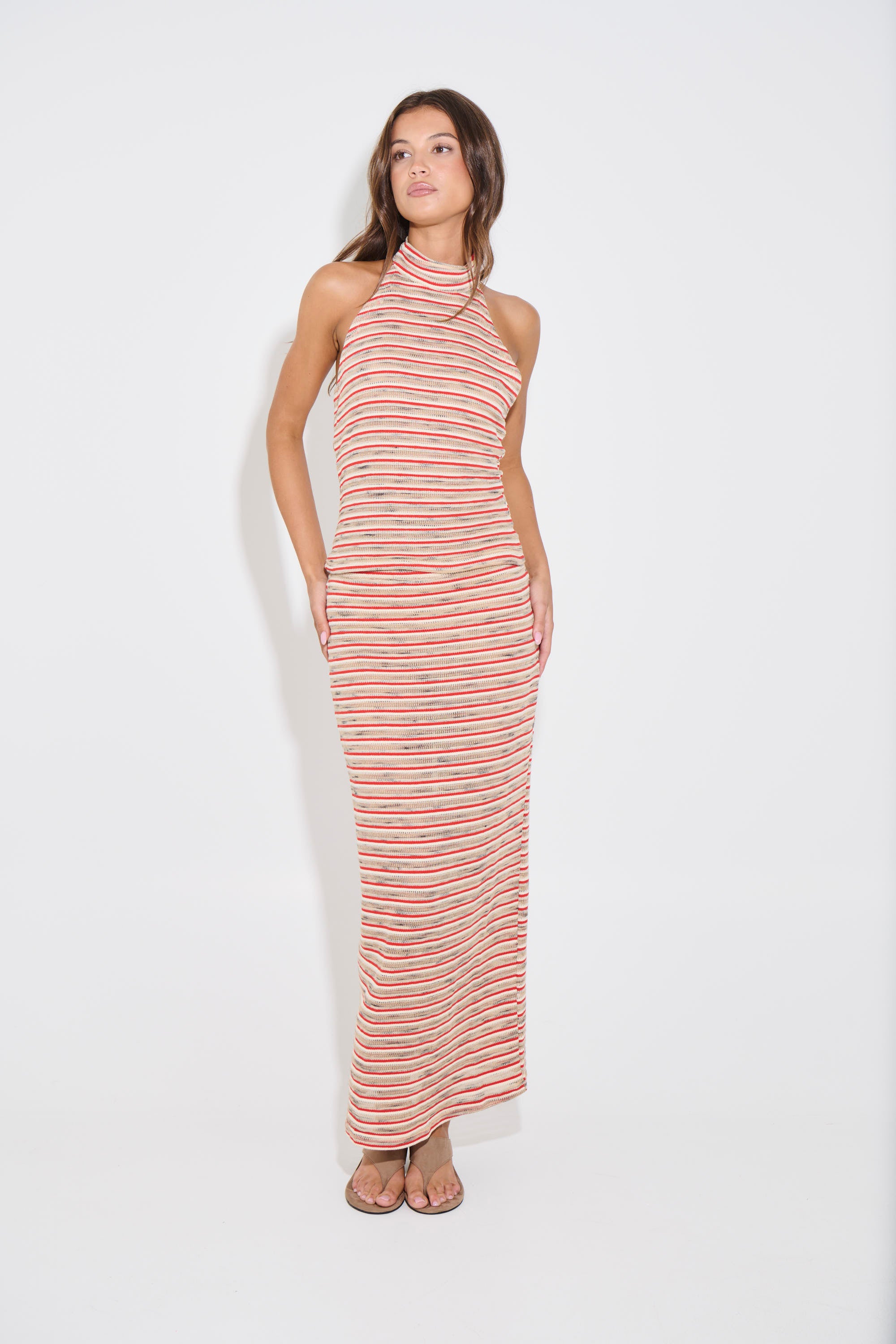 Jordy Maxi Skirt Orange Stripe